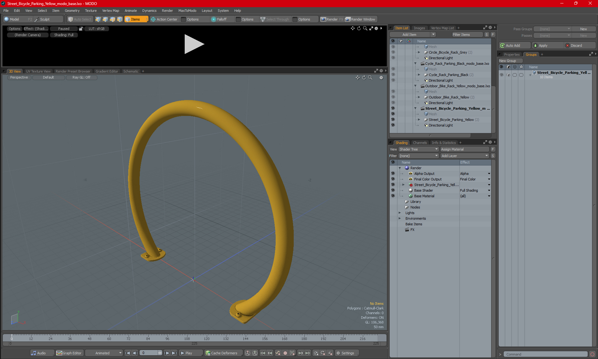 Street Bicycle Parking Yellow 3D model