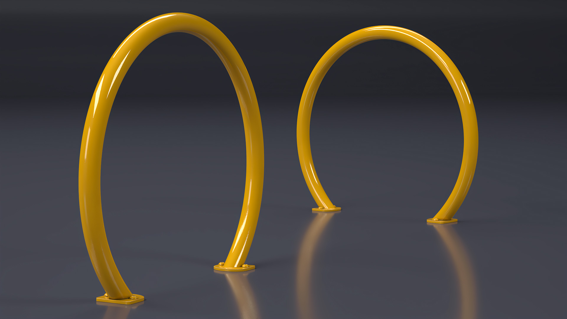 Street Bicycle Parking Yellow 3D model
