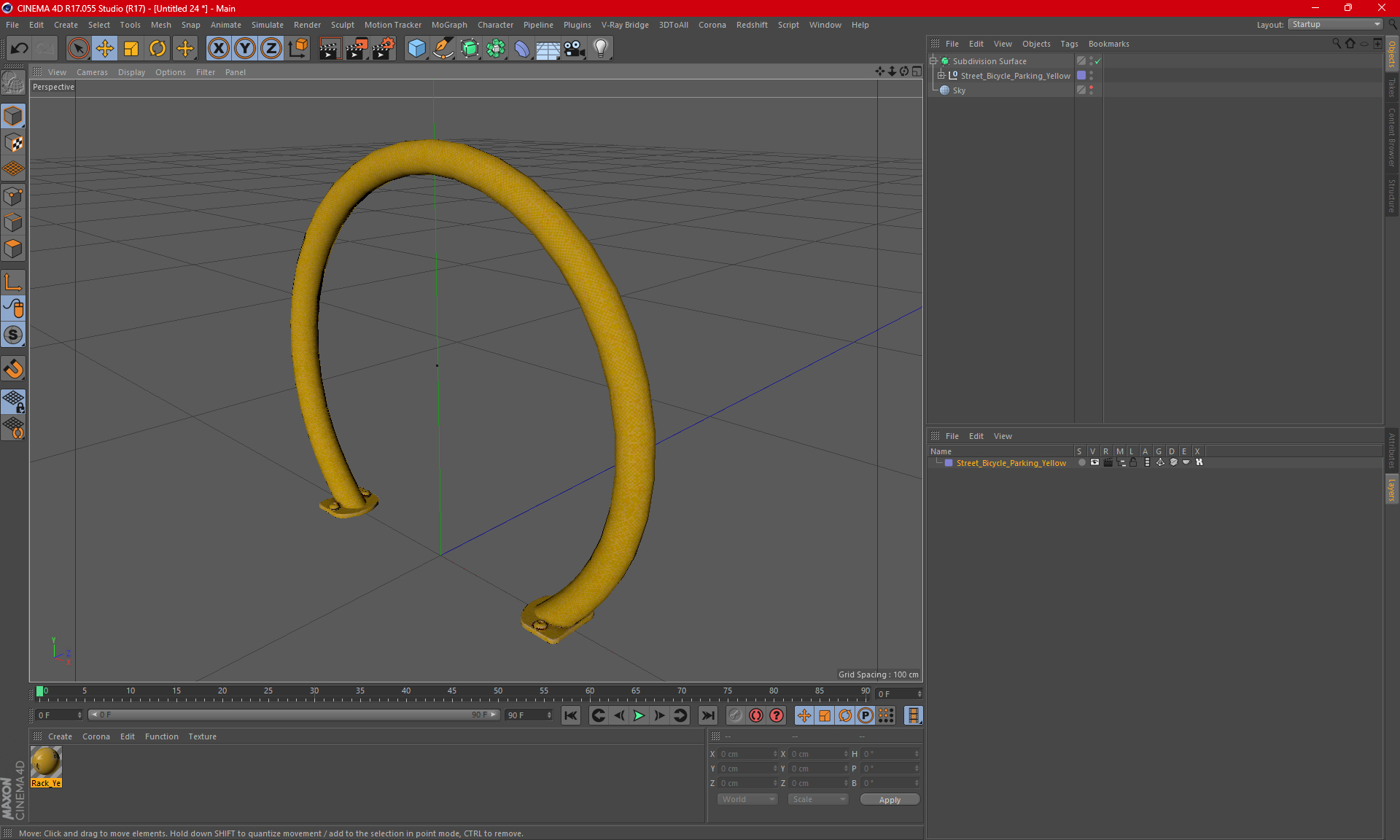 Street Bicycle Parking Yellow 3D model