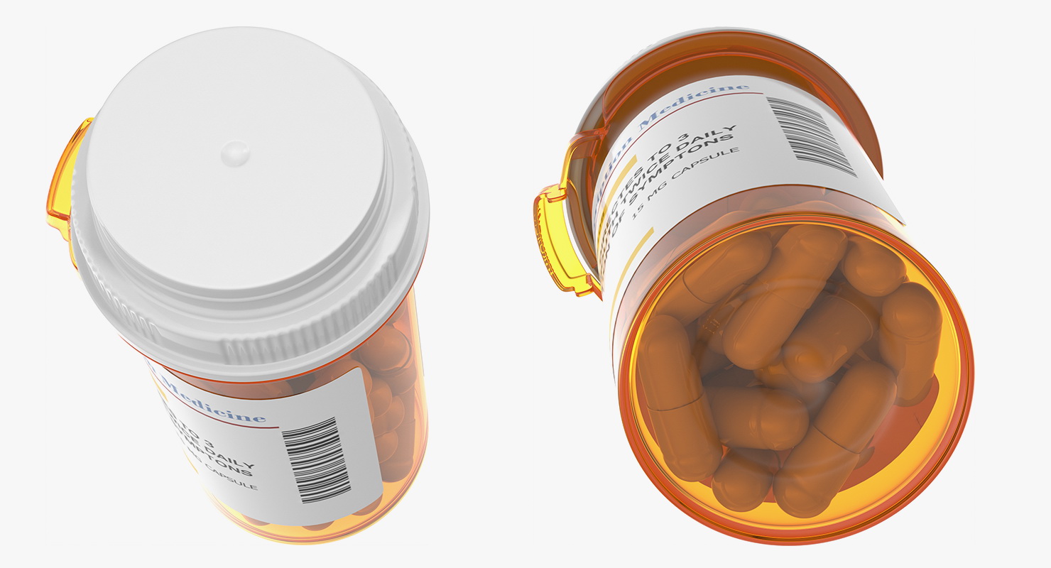 Pill Bottle with Pills 3D