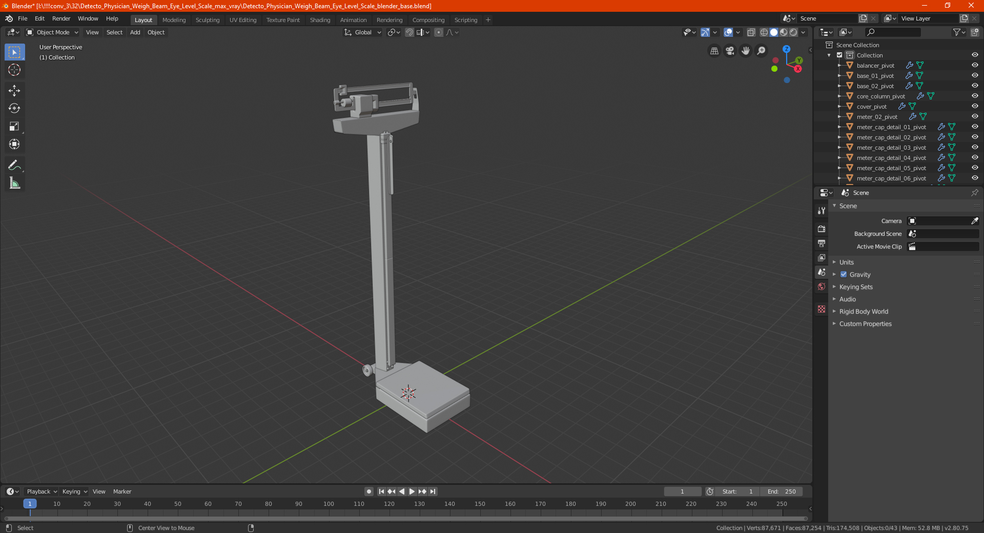 Detecto Physician Weigh Beam Eye Level Scale 3D model