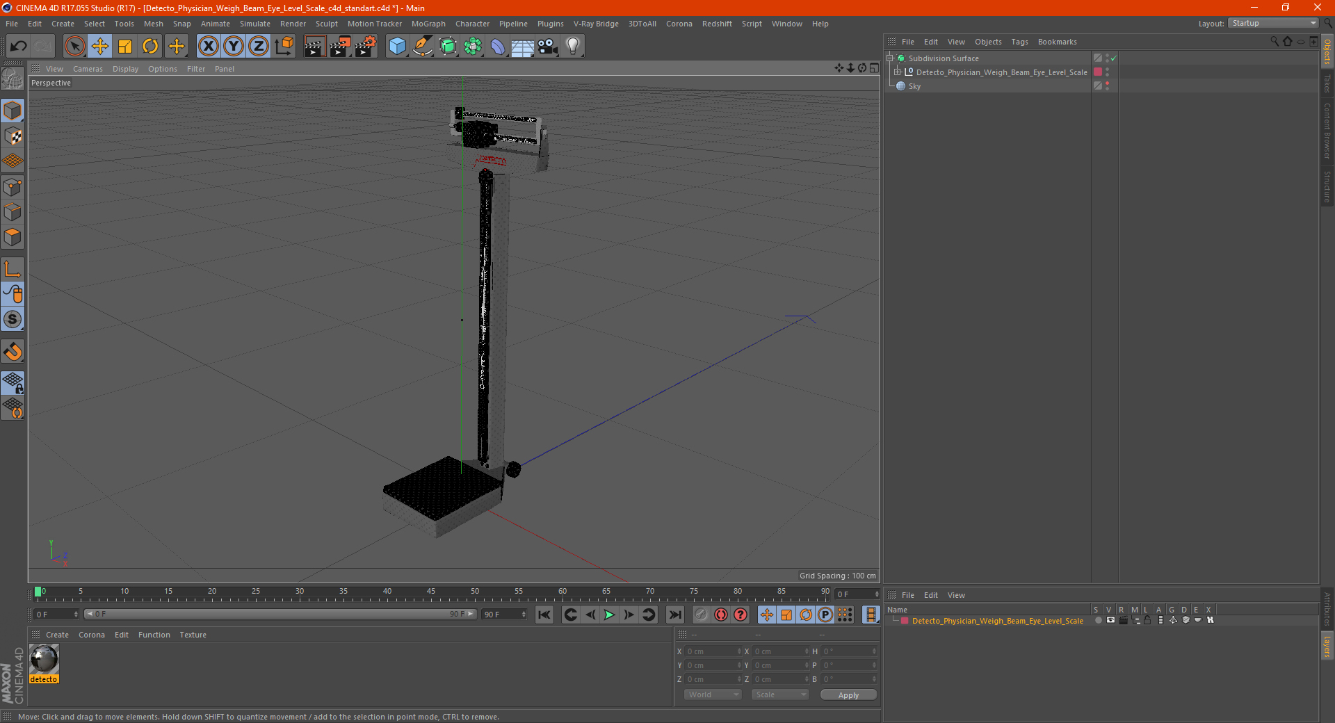 Detecto Physician Weigh Beam Eye Level Scale 3D model