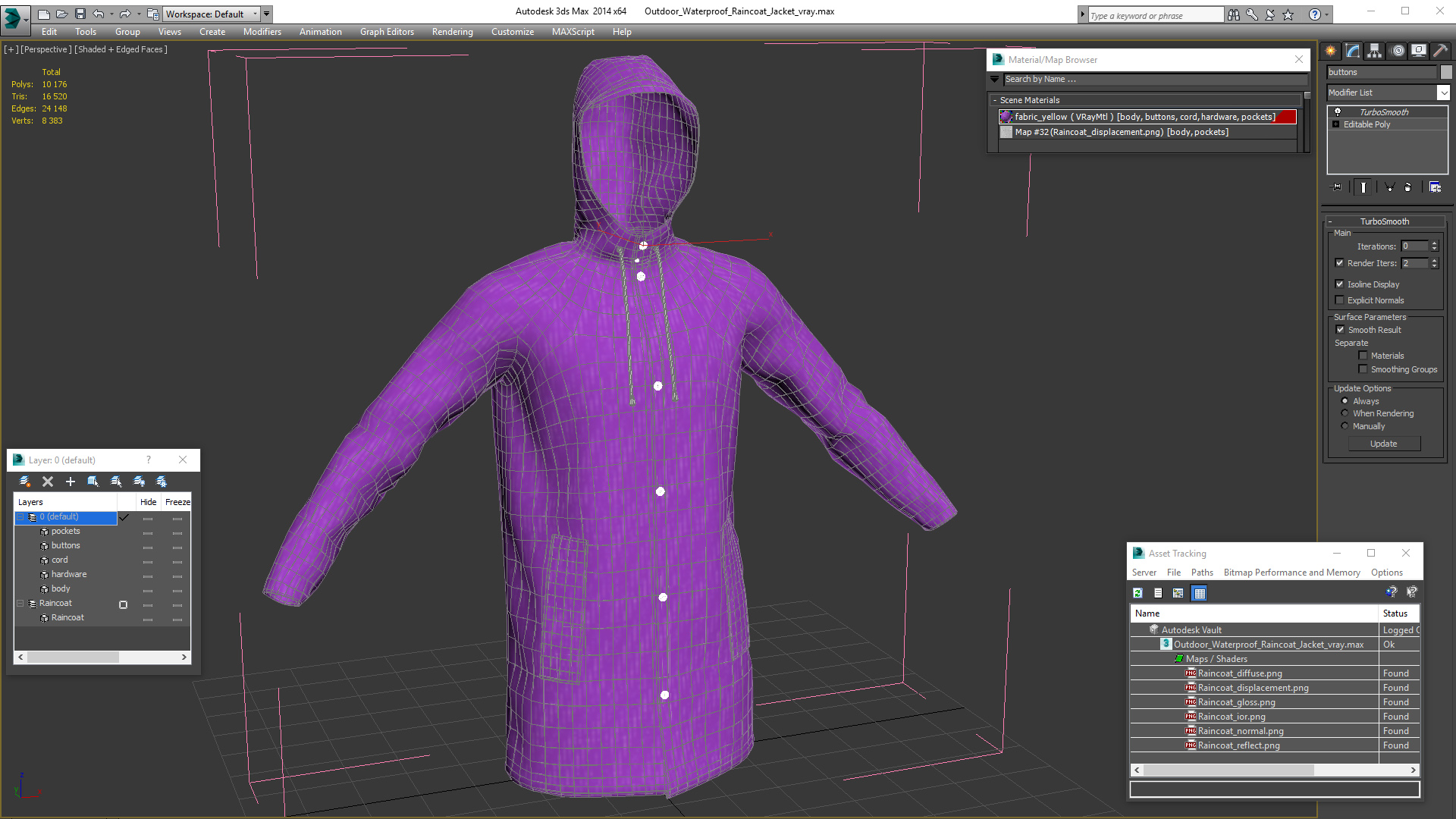 Outdoor Waterproof Raincoat Jacket 3D model