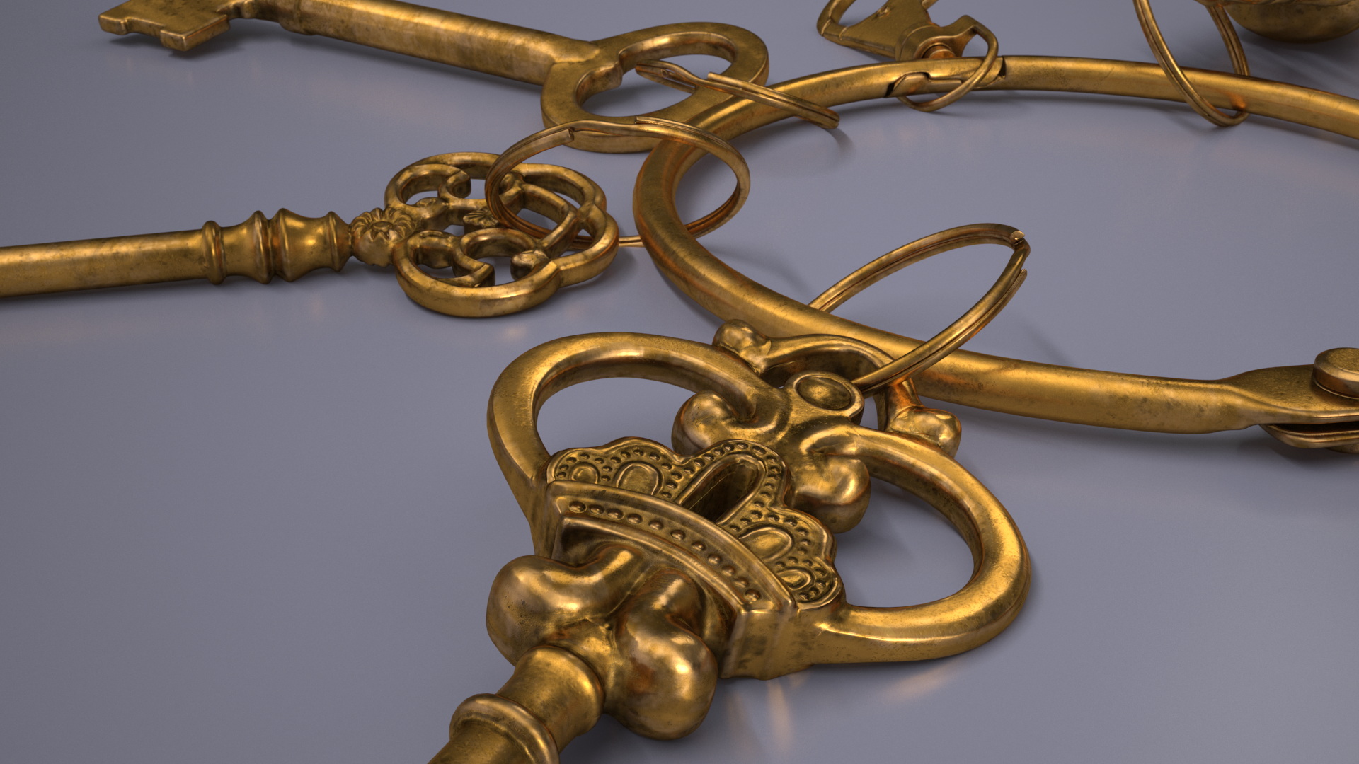 3D model Historical Keys Ring Gold