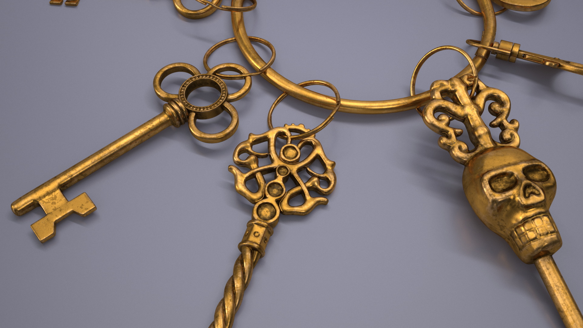3D model Historical Keys Ring Gold