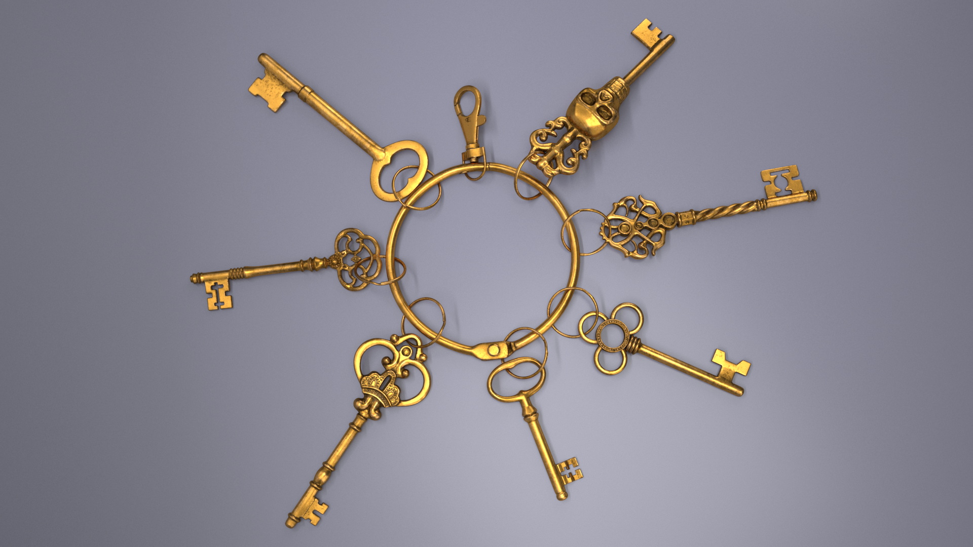 3D model Historical Keys Ring Gold