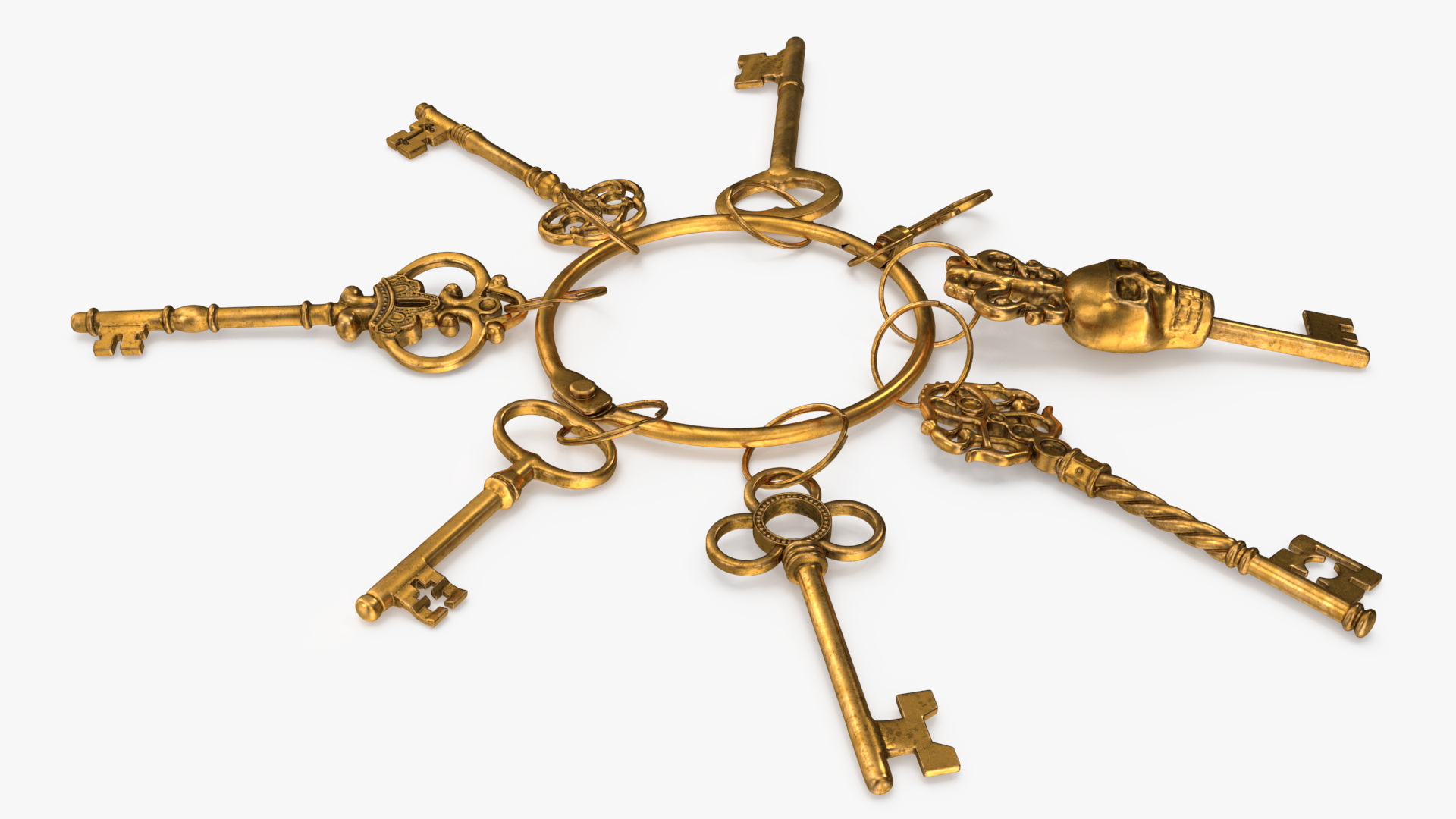 3D model Historical Keys Ring Gold