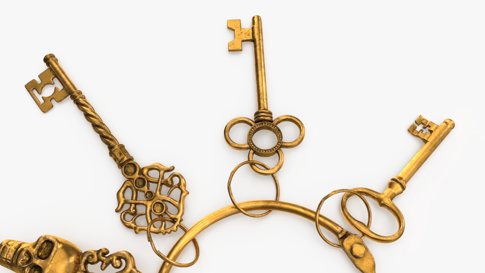 3D model Historical Keys Ring Gold
