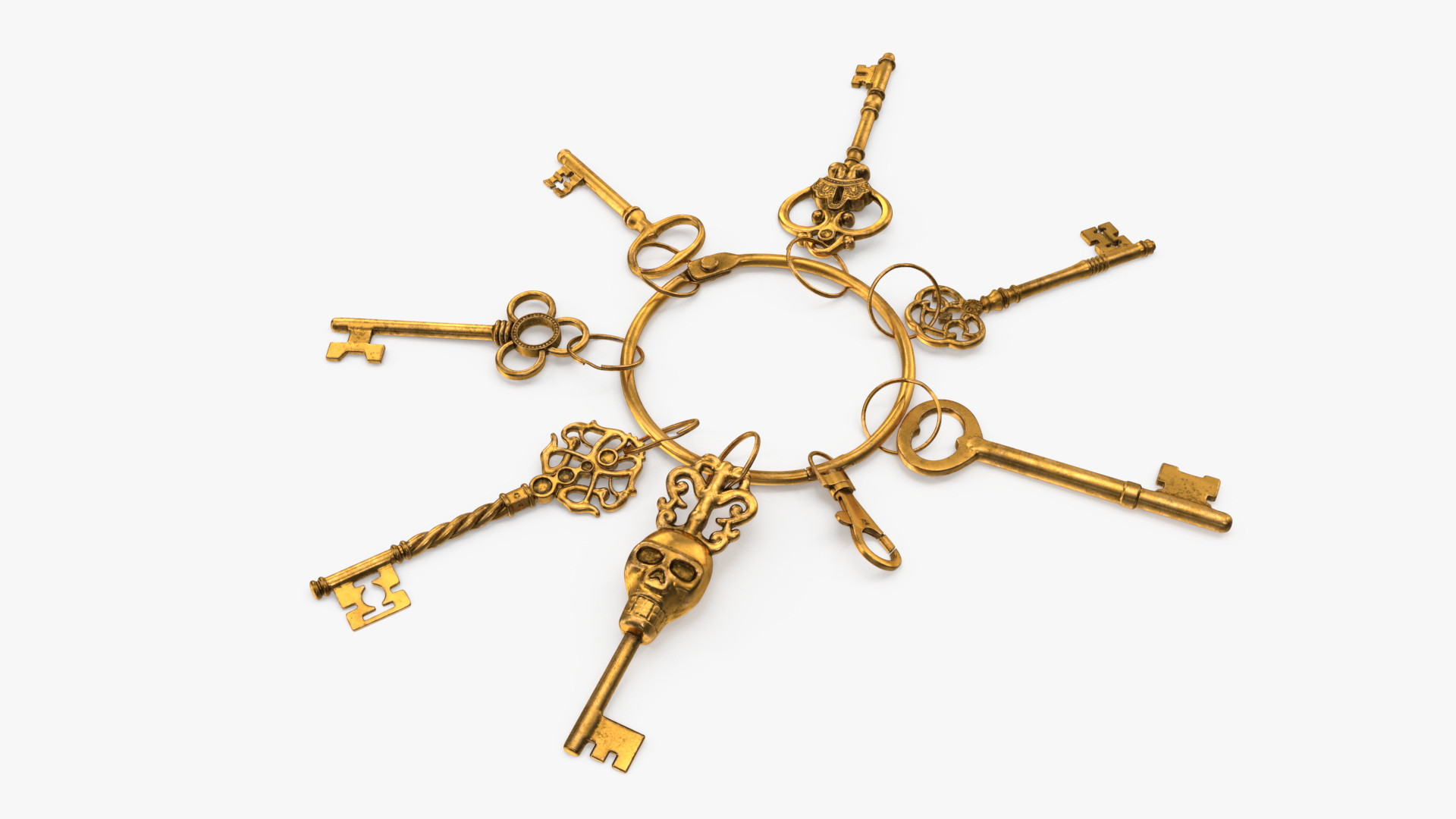 3D model Historical Keys Ring Gold