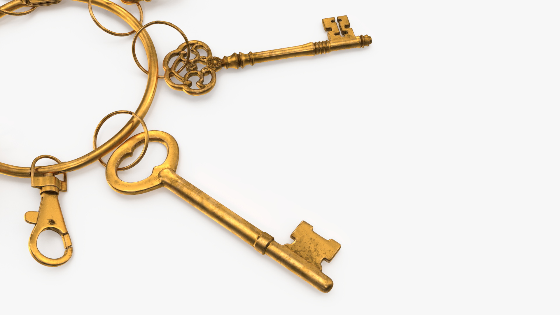3D model Historical Keys Ring Gold
