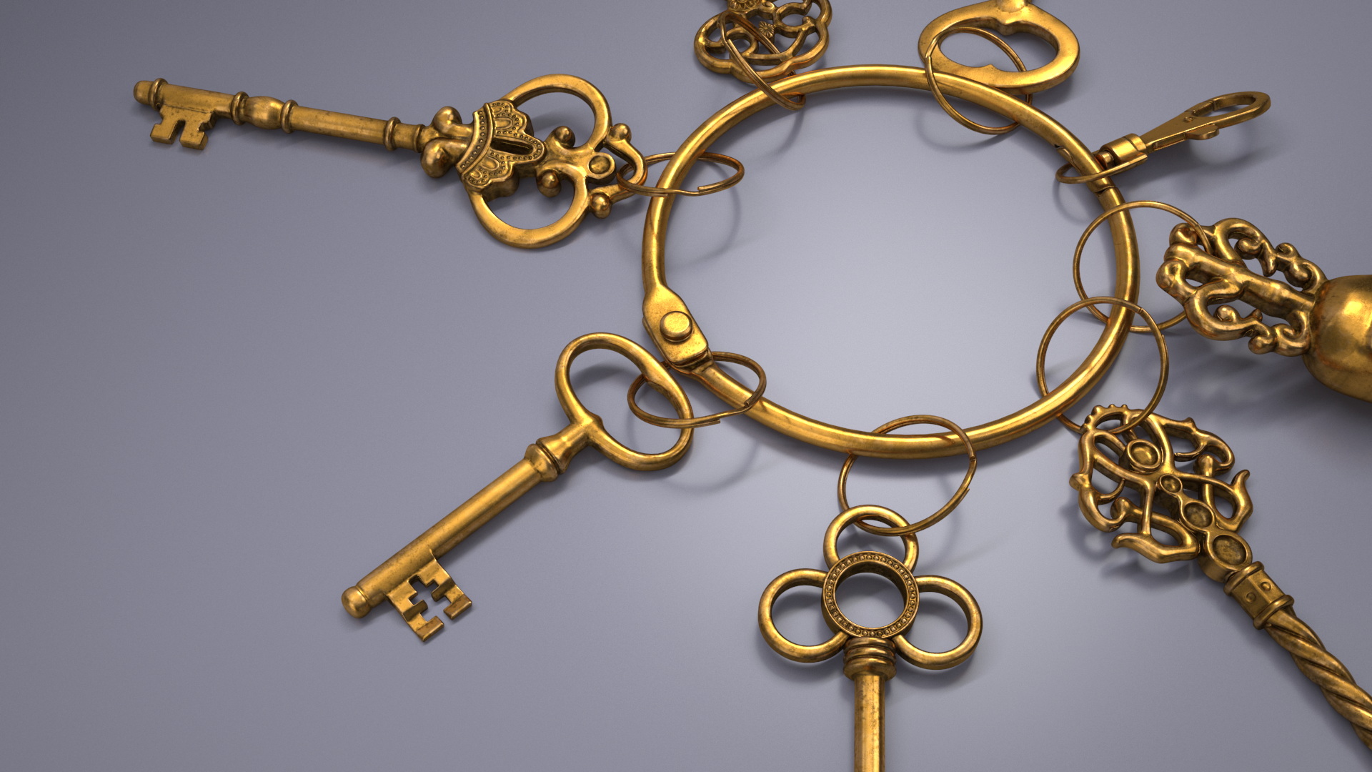 3D model Historical Keys Ring Gold
