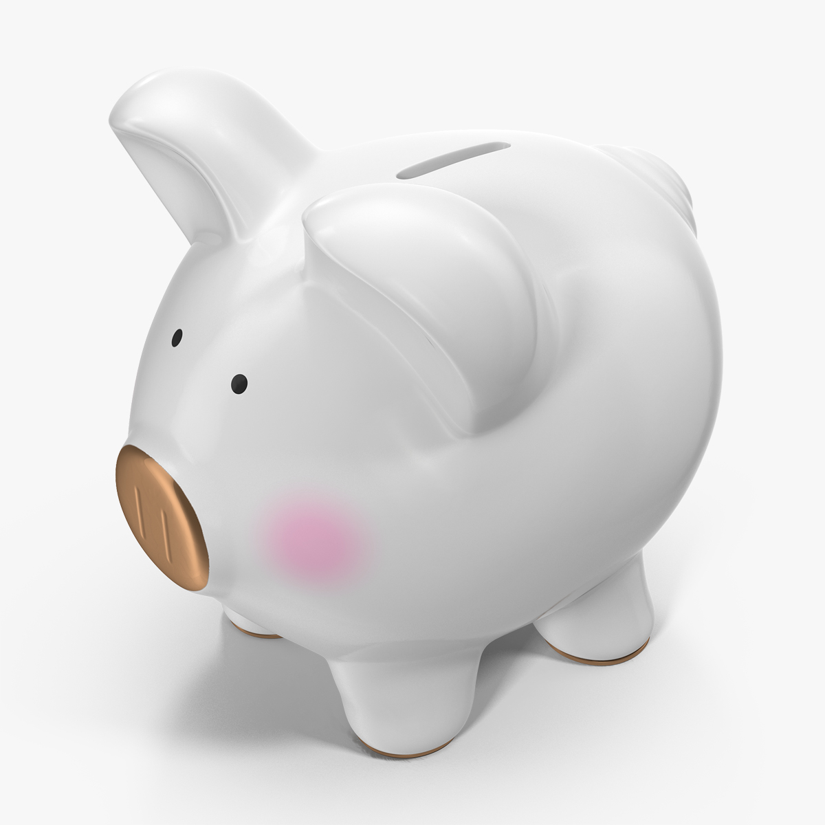 Grey Piggy Bank 3D Model, view 4