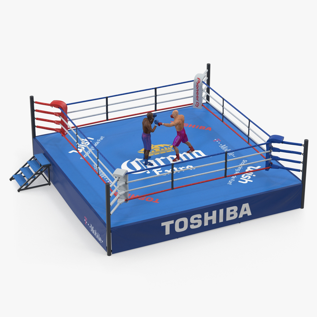 Boxers Fighting In Boxing Ring 3D Model