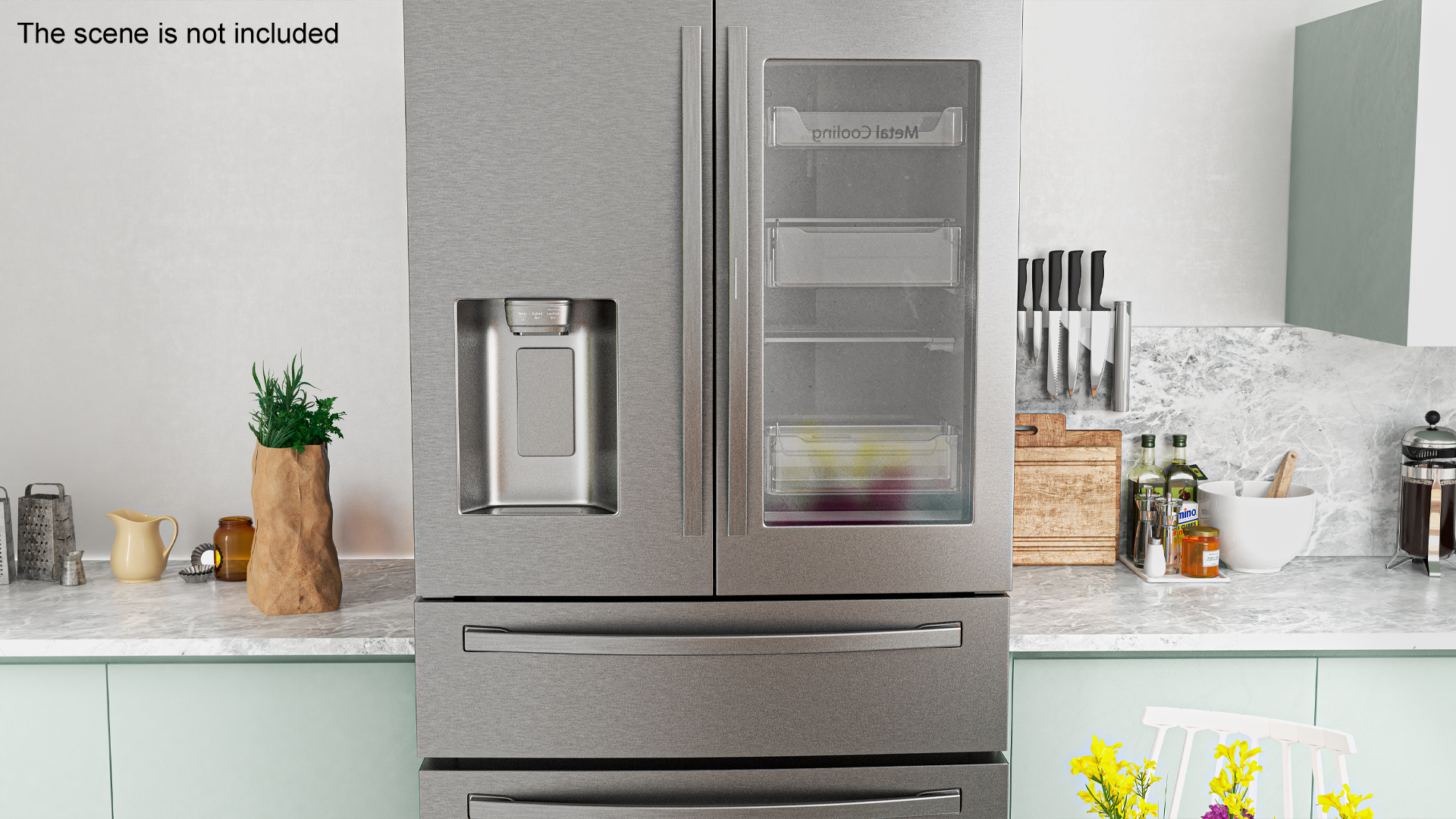 4-Door French Door Fridge Silver 3D