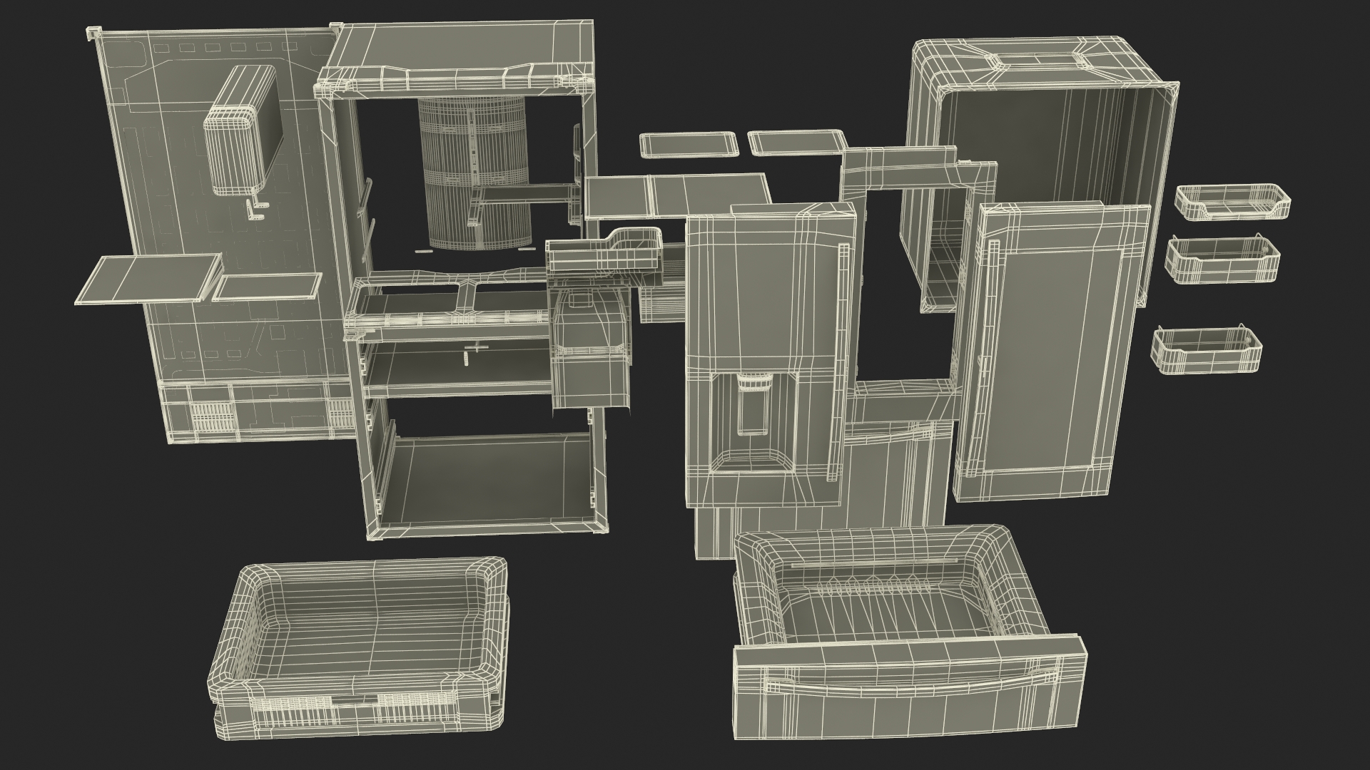 4-Door French Door Fridge Silver 3D