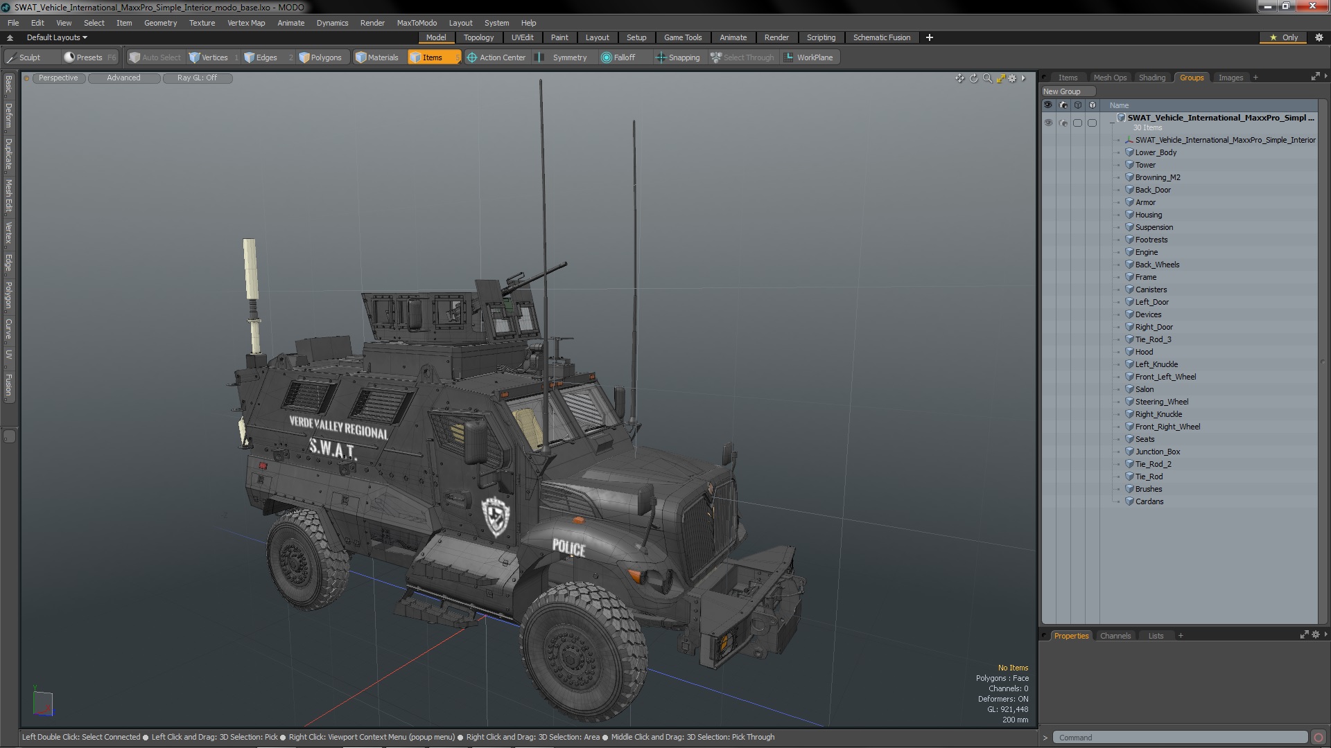 3D model SWAT Vehicle International MaxxPro Simple Interior