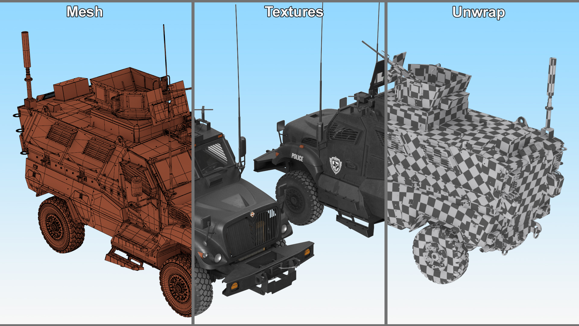 3D model SWAT Vehicle International MaxxPro Simple Interior