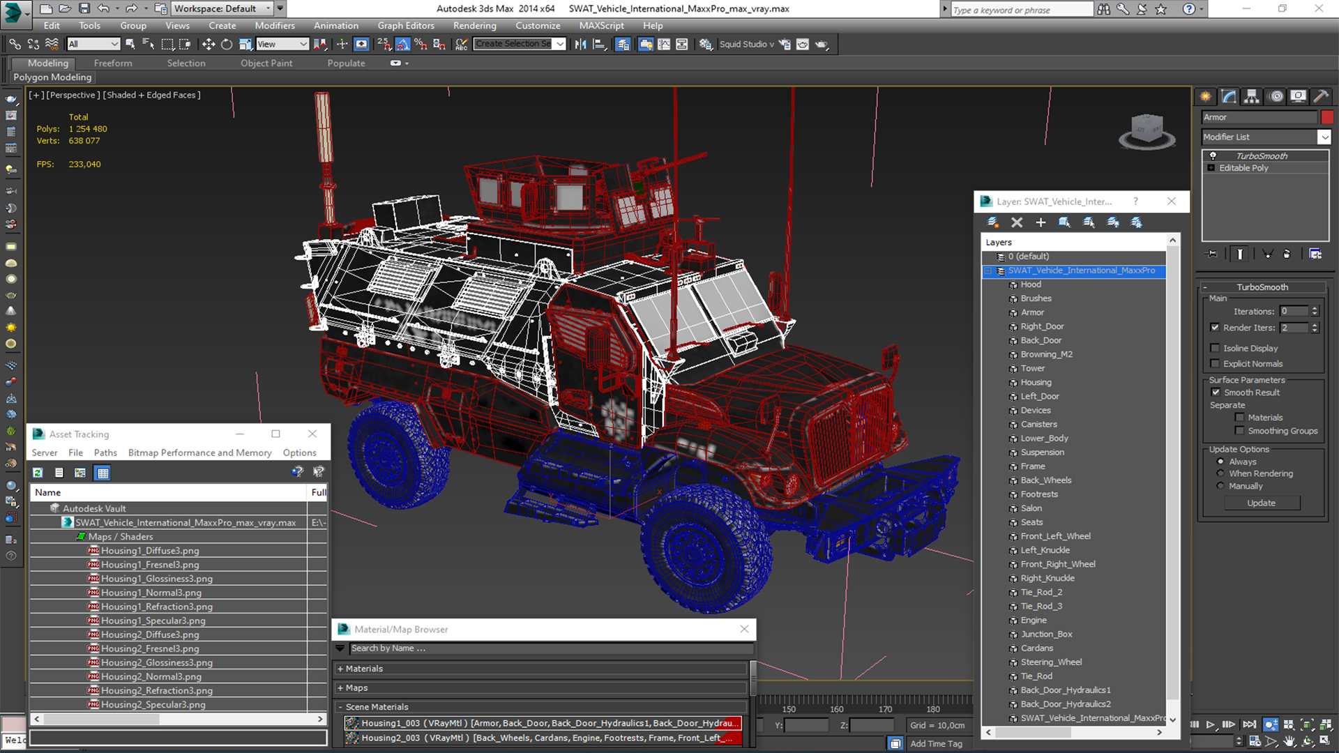 3D model SWAT Vehicle International MaxxPro Simple Interior