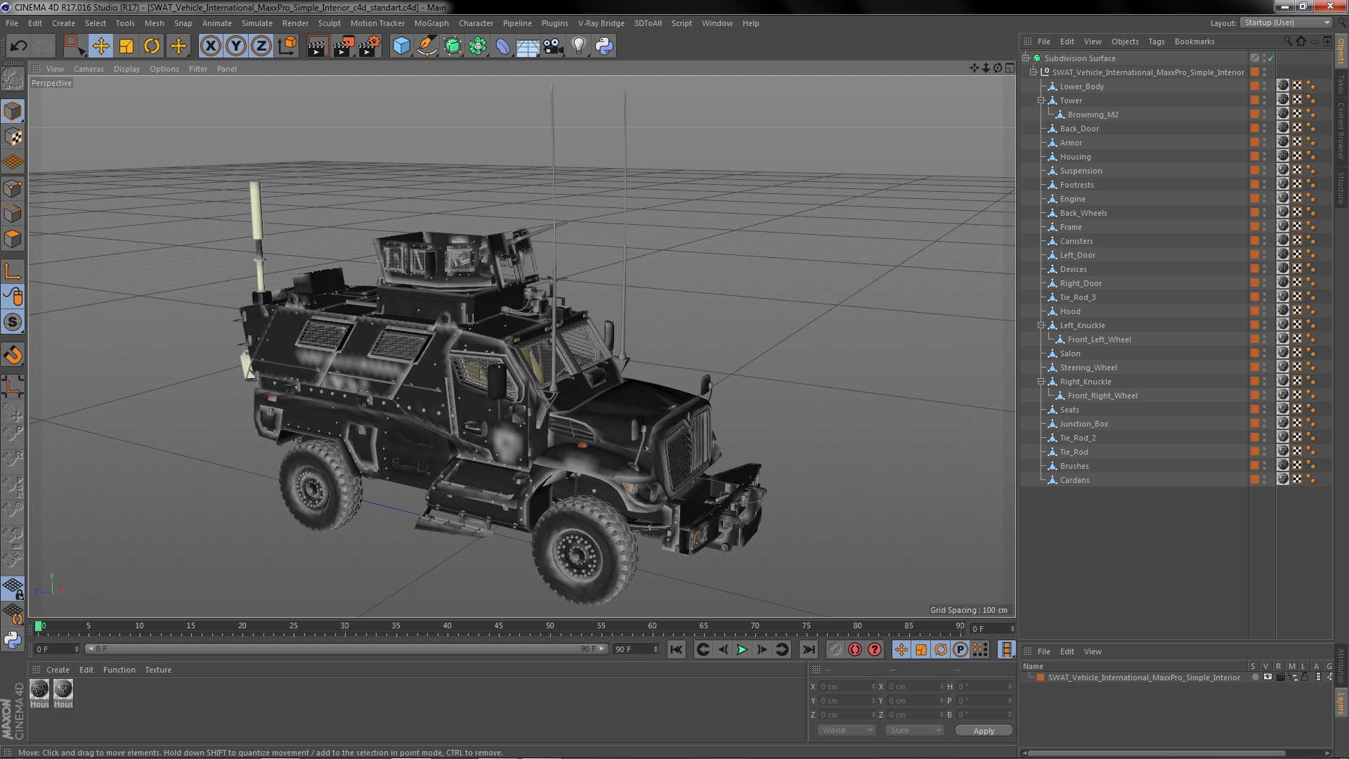 3D model SWAT Vehicle International MaxxPro Simple Interior