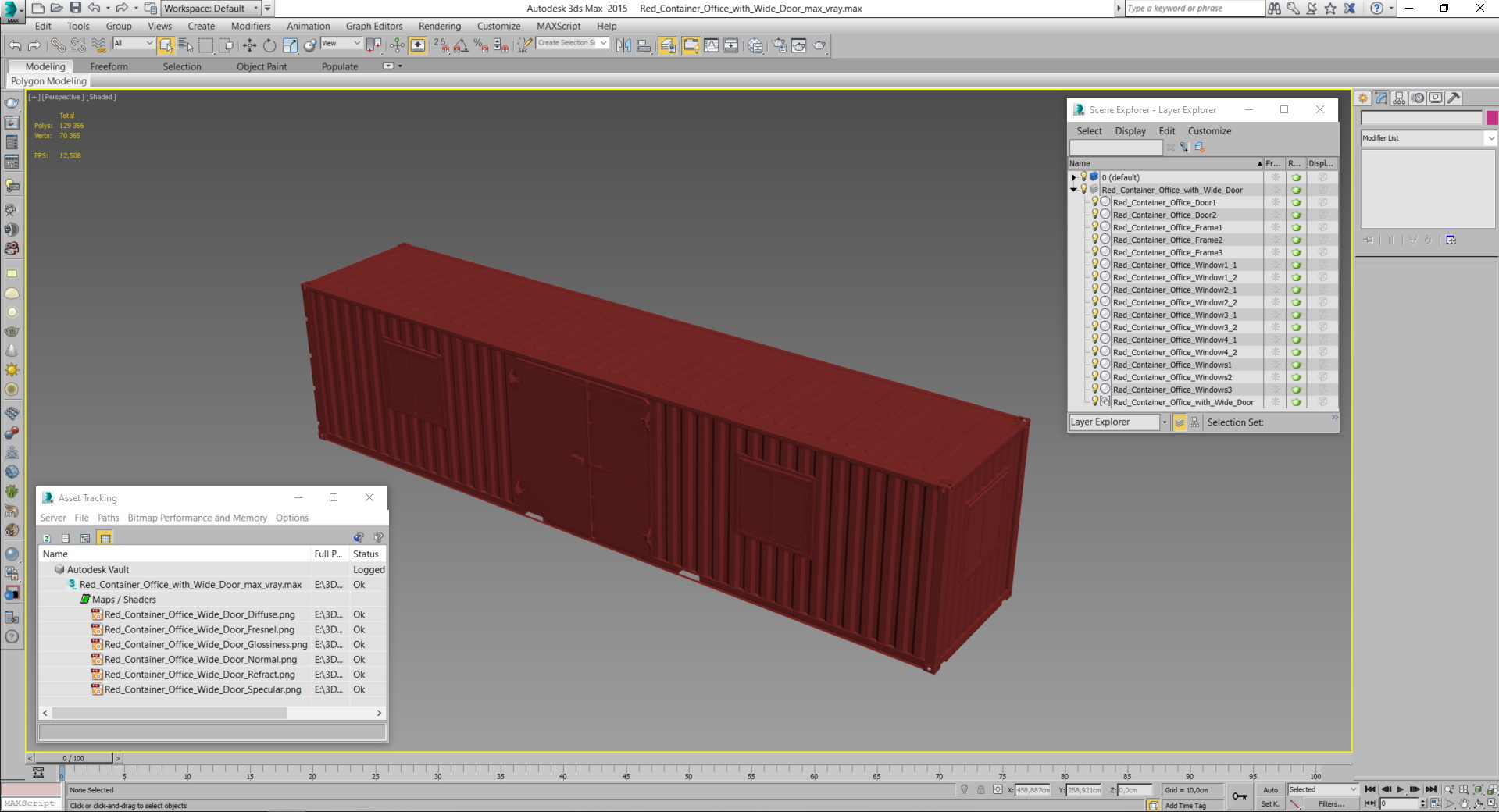 3D model Red Container Office with Wide Door