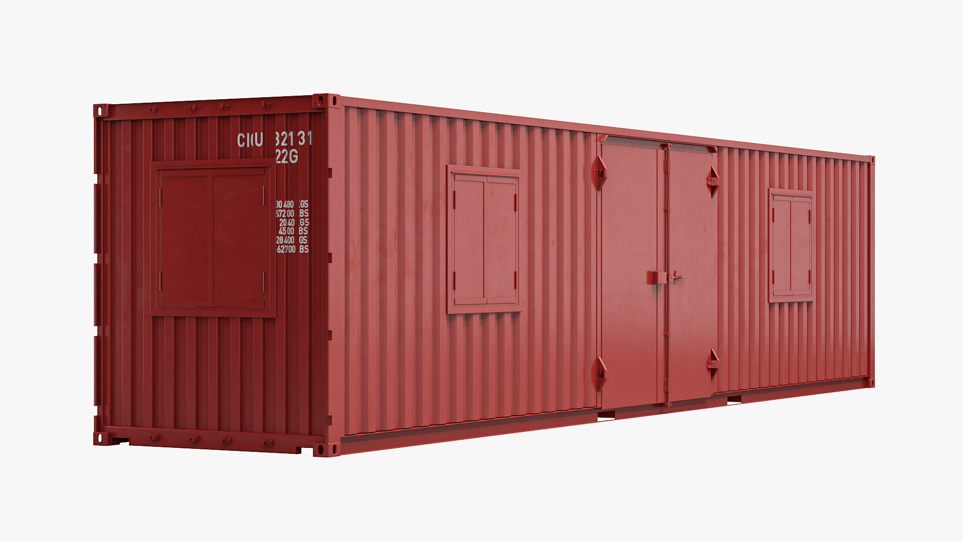 3D model Red Container Office with Wide Door