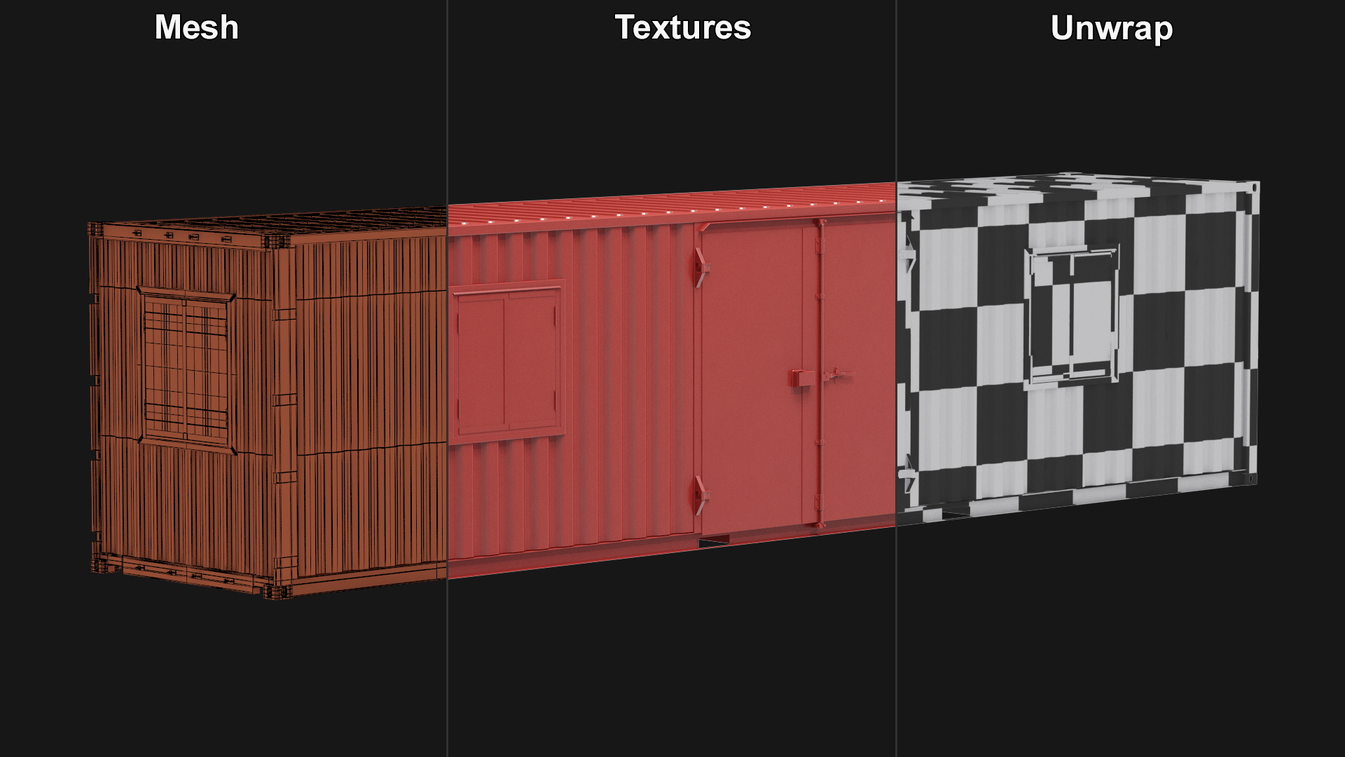 3D model Red Container Office with Wide Door
