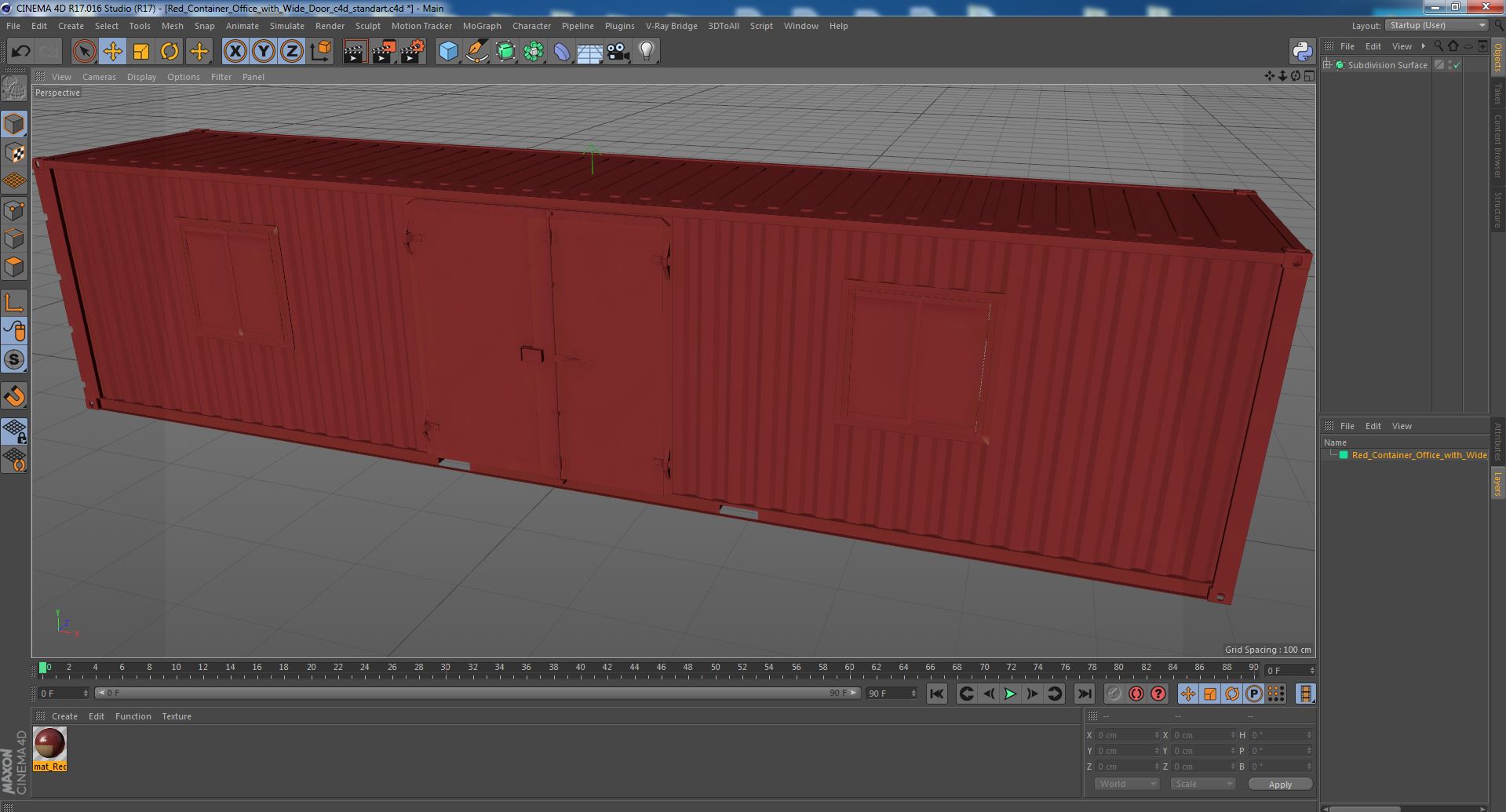 3D model Red Container Office with Wide Door