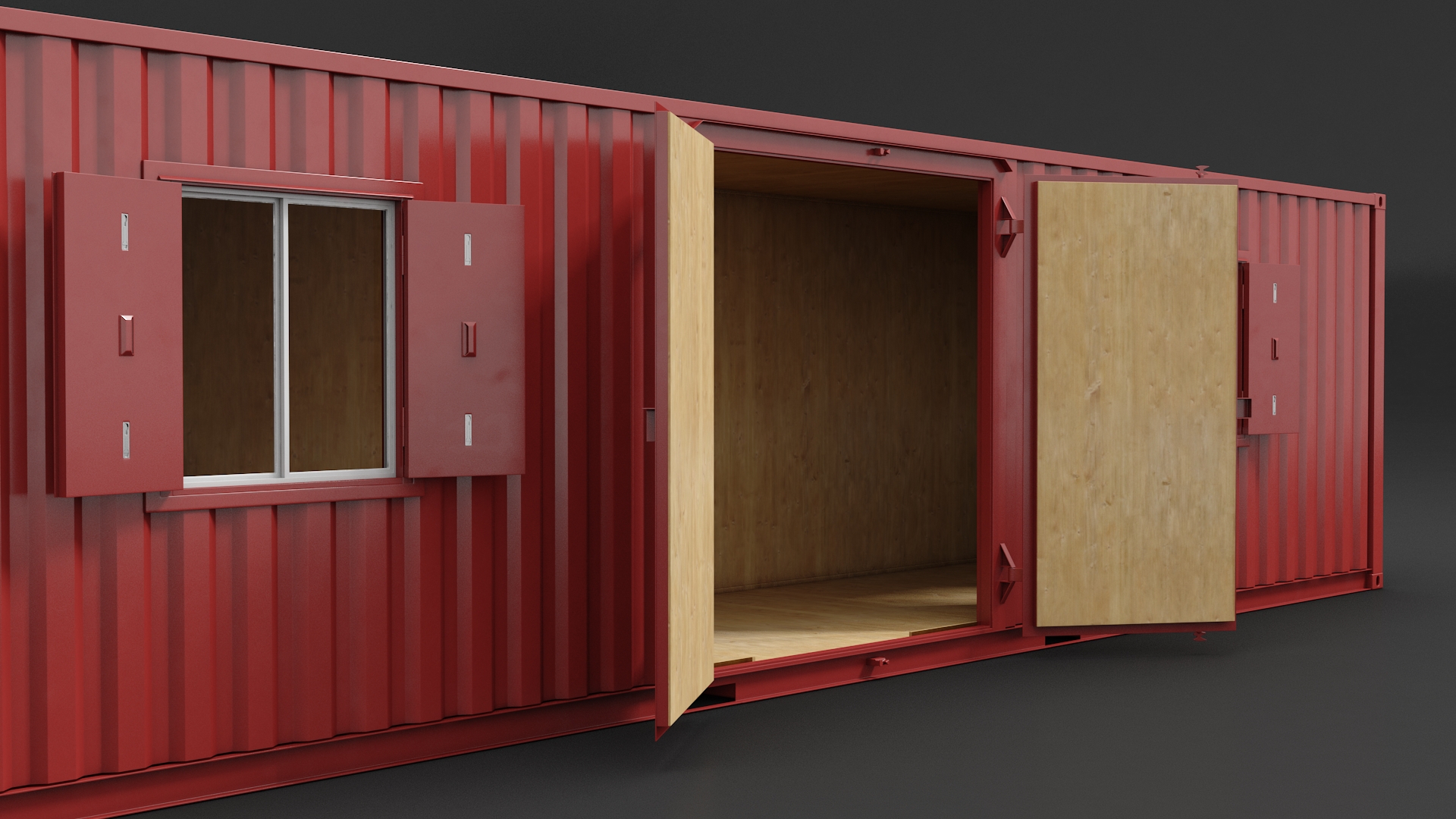 3D model Red Container Office with Wide Door
