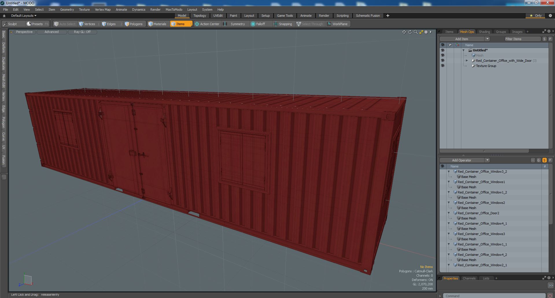 3D model Red Container Office with Wide Door