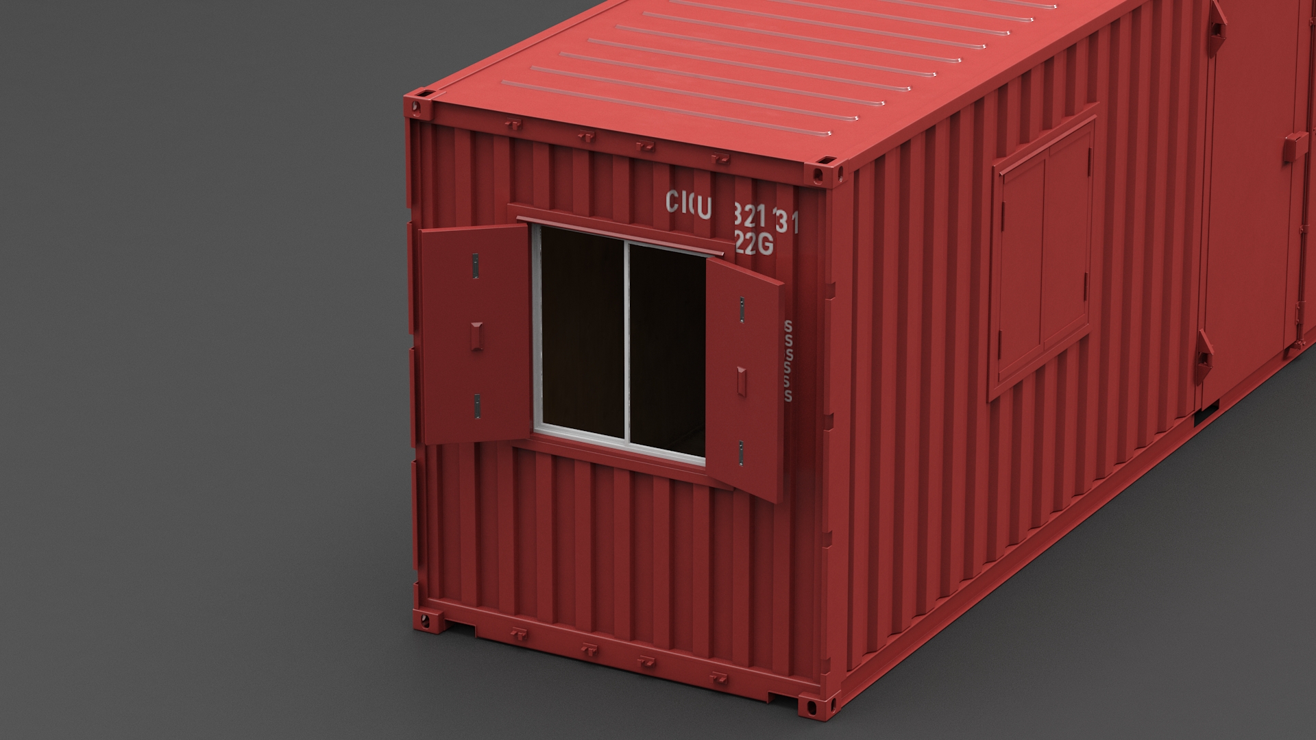 3D model Red Container Office with Wide Door