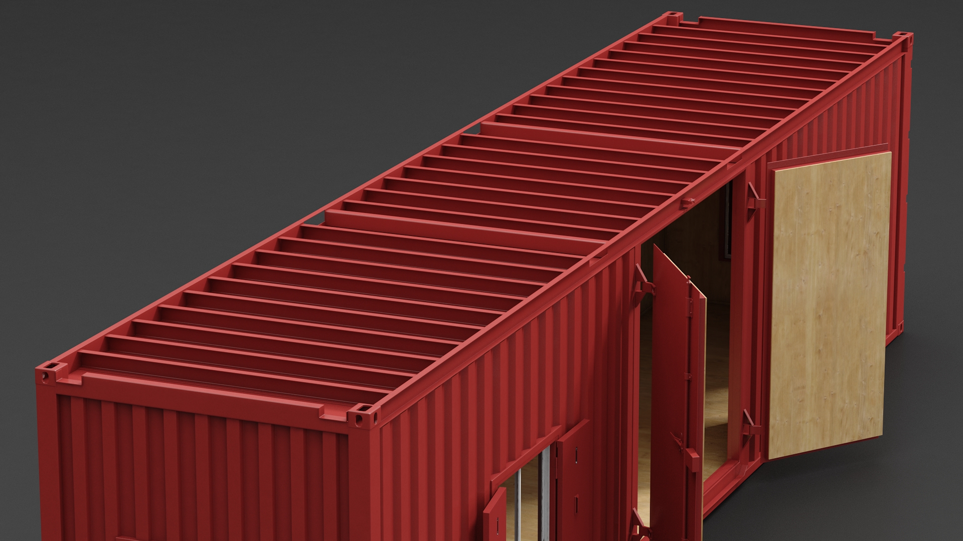 3D model Red Container Office with Wide Door