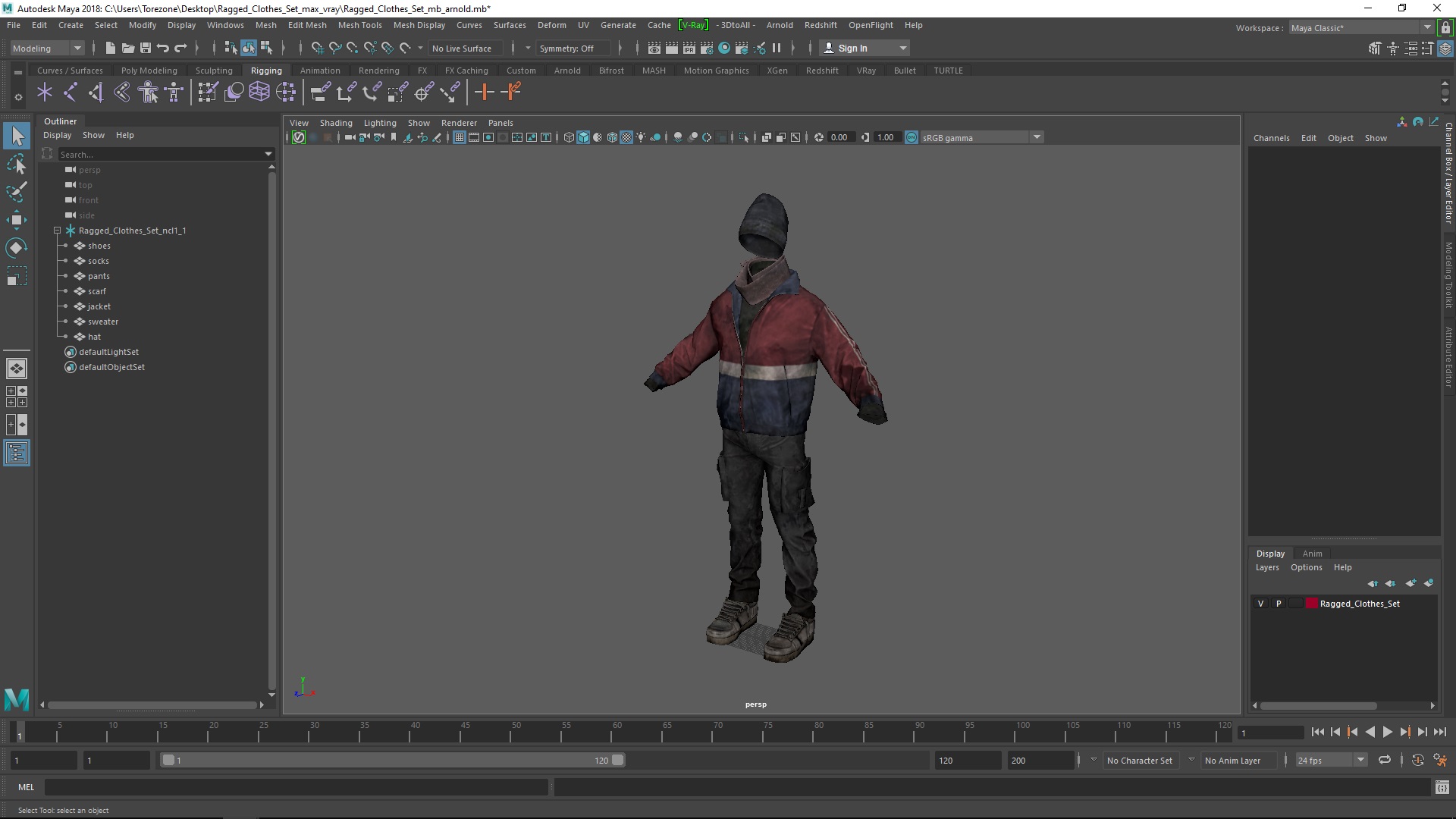 3D Ragged Clothes Set model