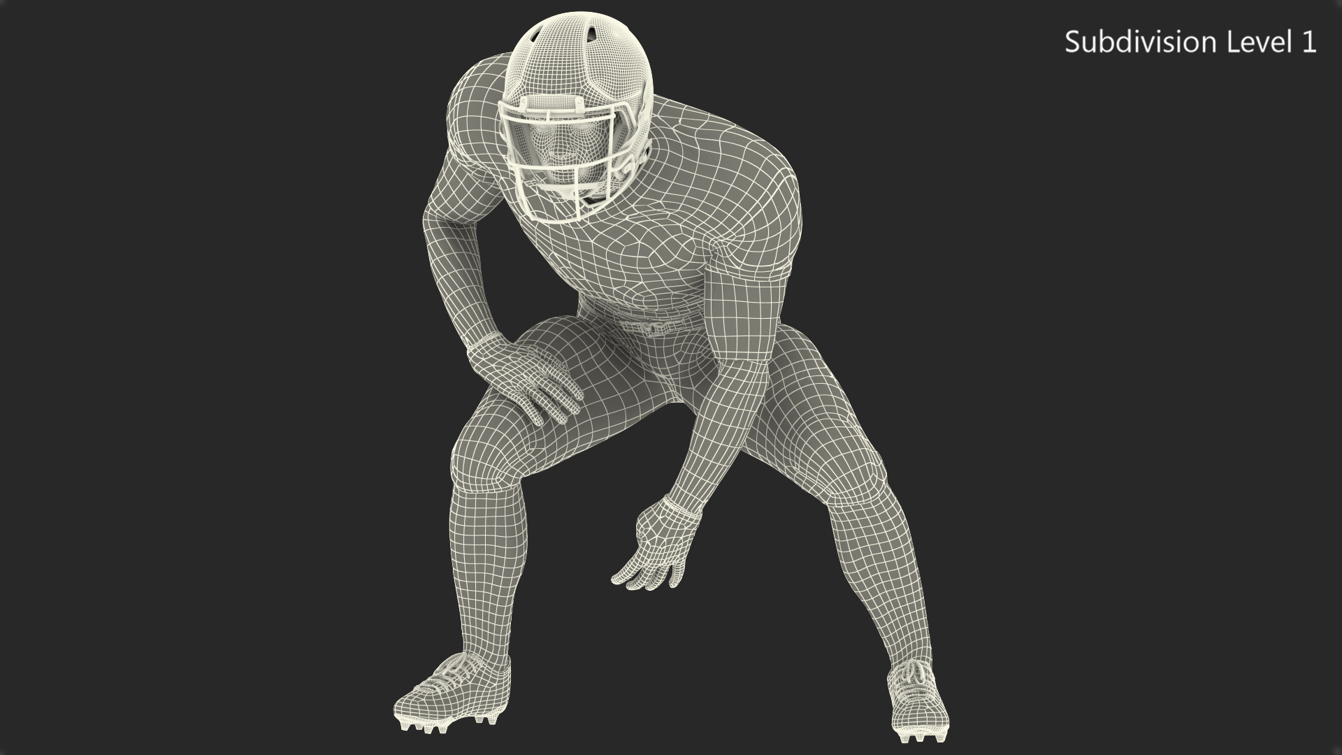 3D Denver Broncos American Football Player Crouching Fur model