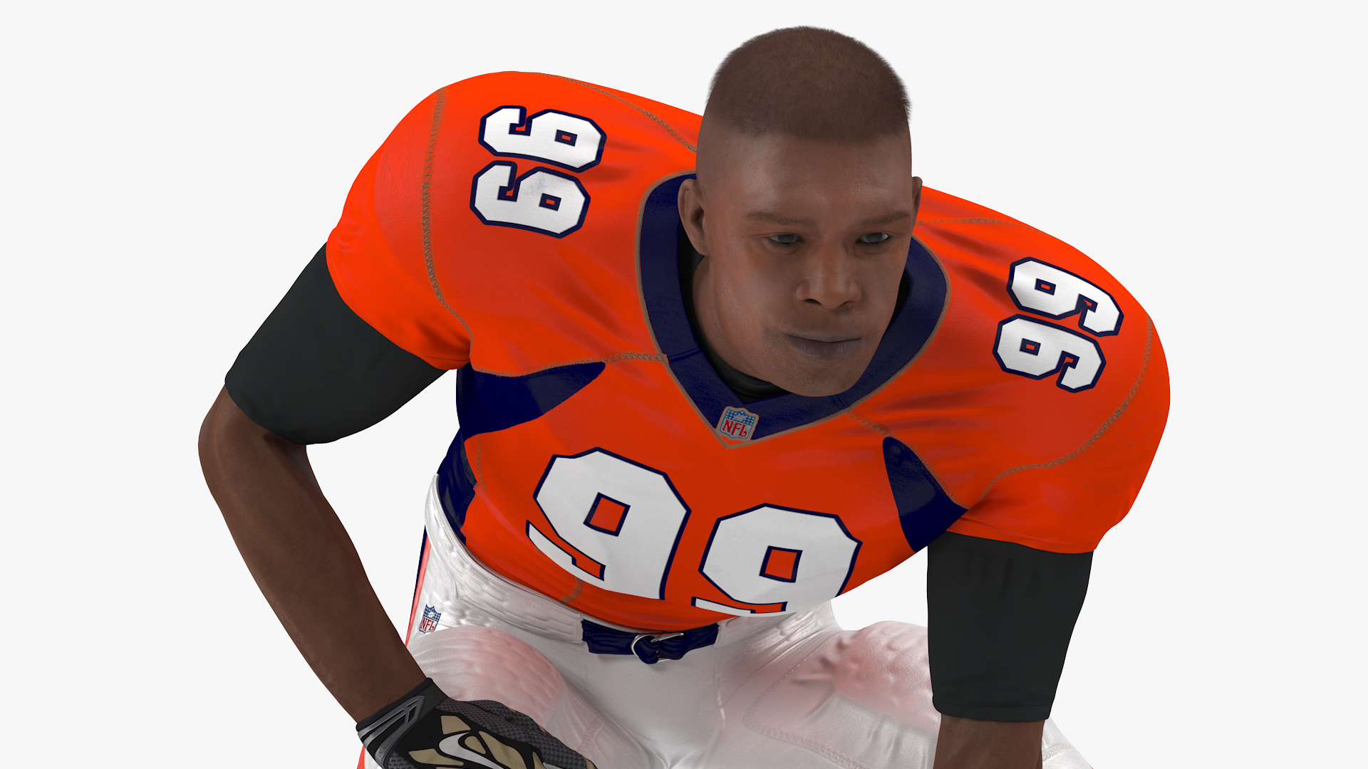 3D Denver Broncos American Football Player Crouching Fur model