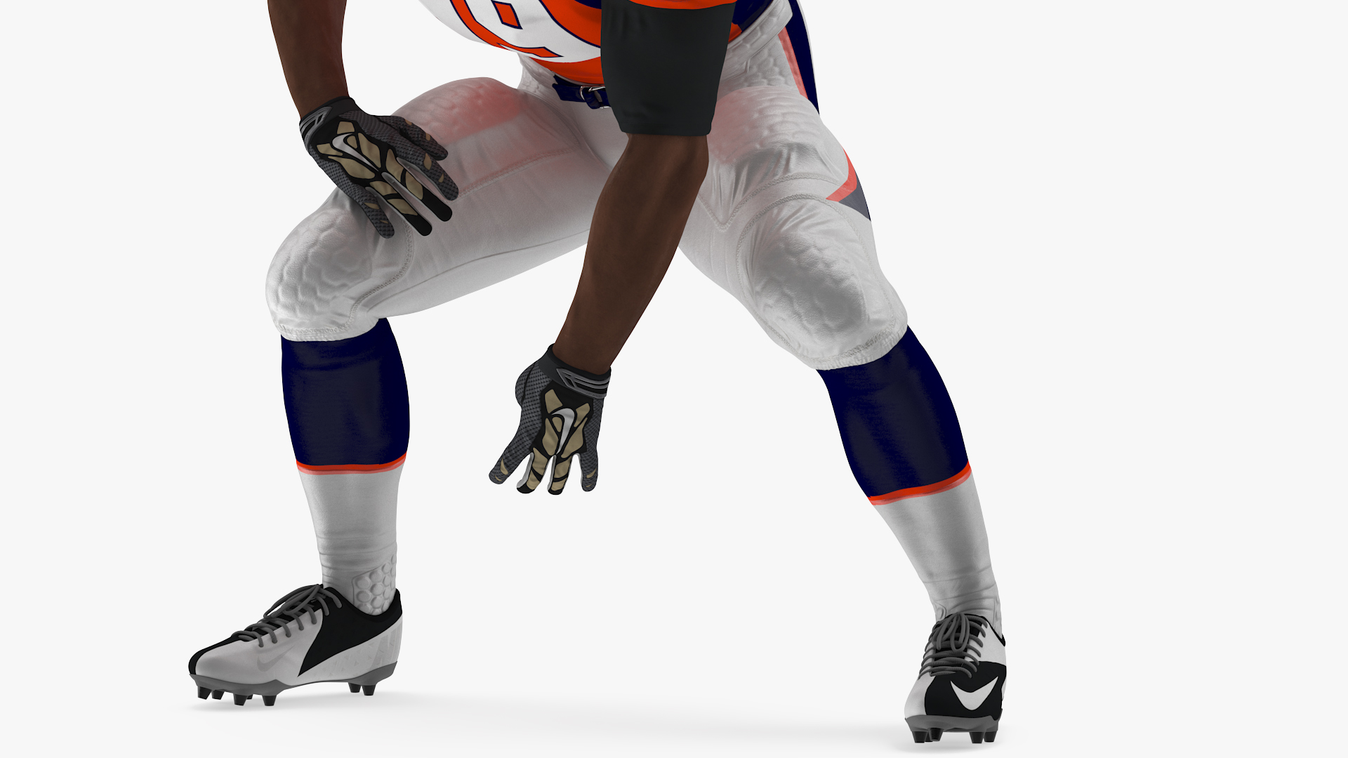 3D Denver Broncos American Football Player Crouching Fur model