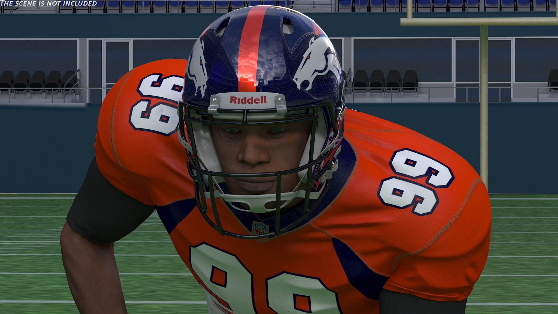 3D Denver Broncos American Football Player Crouching Fur model