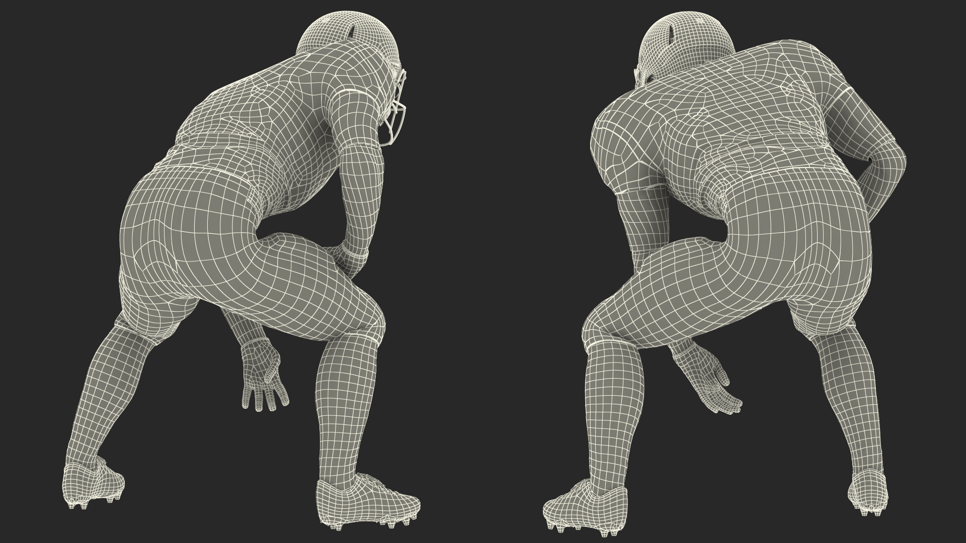 3D Denver Broncos American Football Player Crouching Fur model