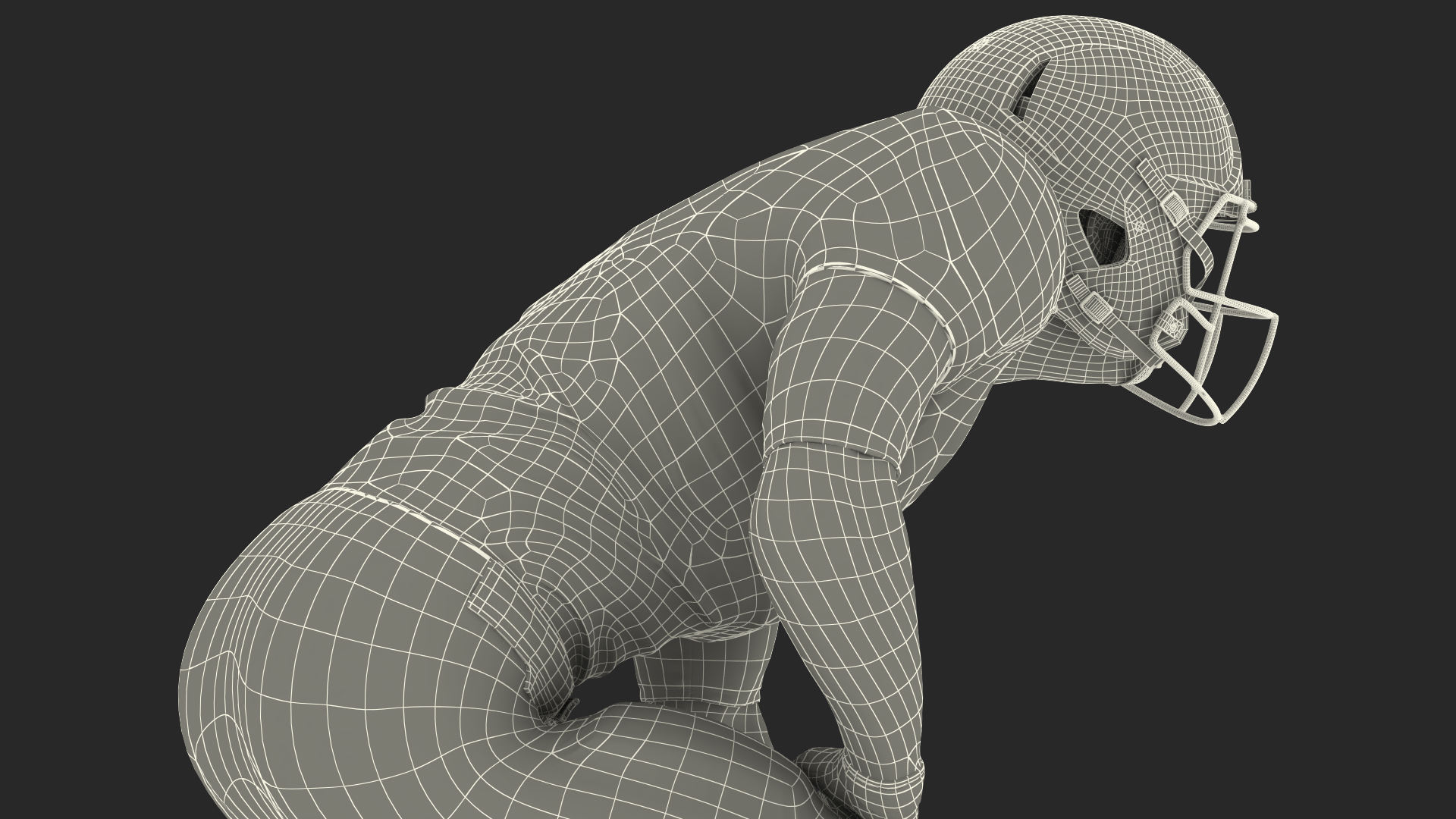 3D Denver Broncos American Football Player Crouching Fur model