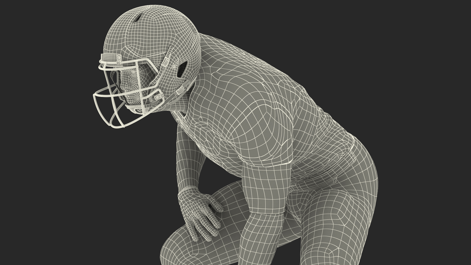 3D Denver Broncos American Football Player Crouching Fur model