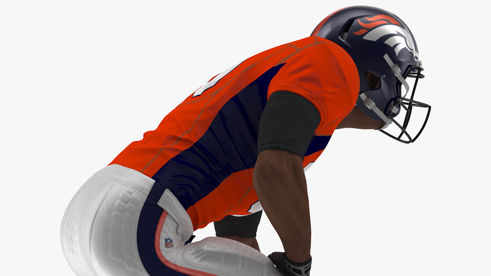 3D Denver Broncos American Football Player Crouching Fur model