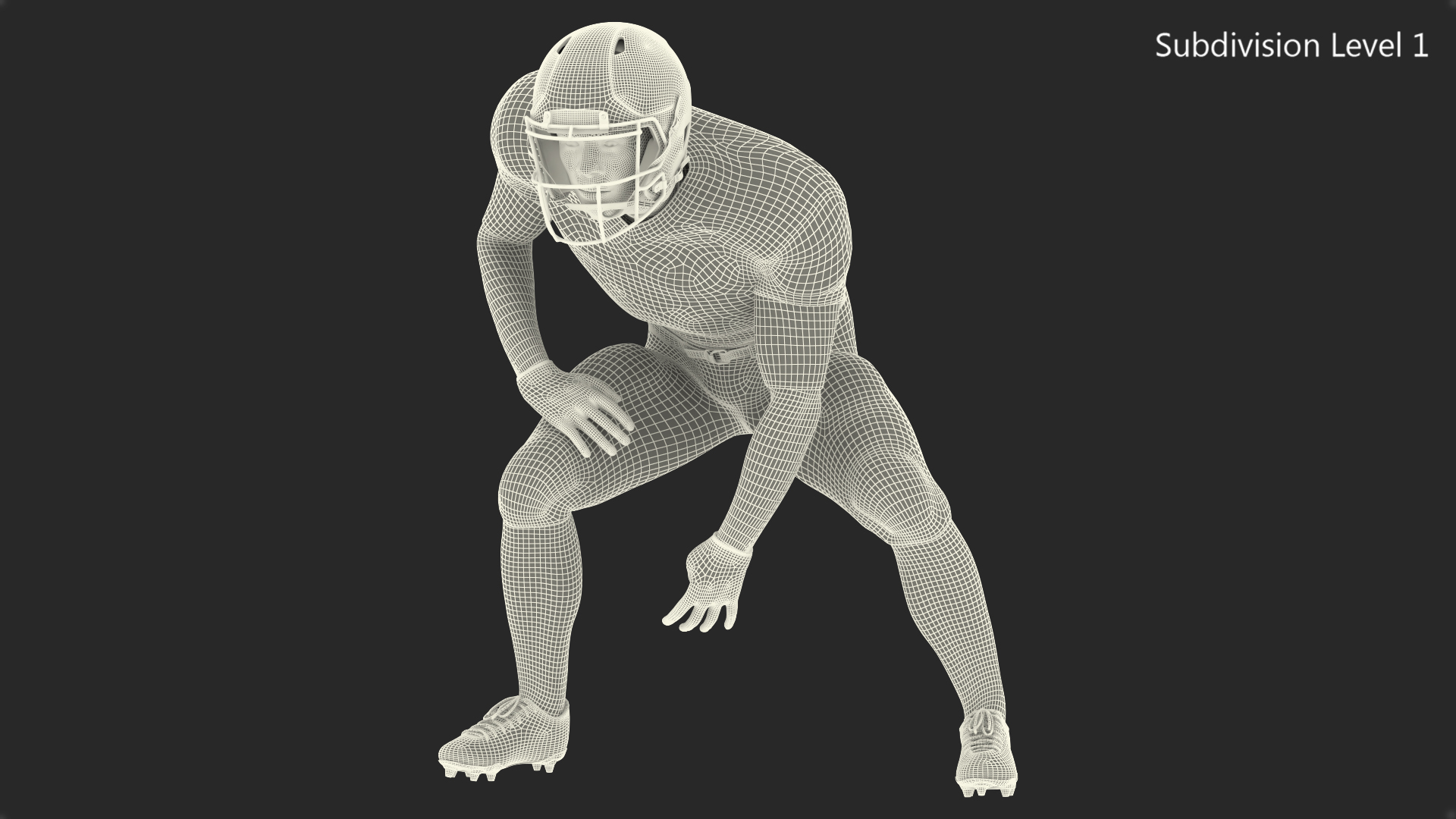3D Denver Broncos American Football Player Crouching Fur model