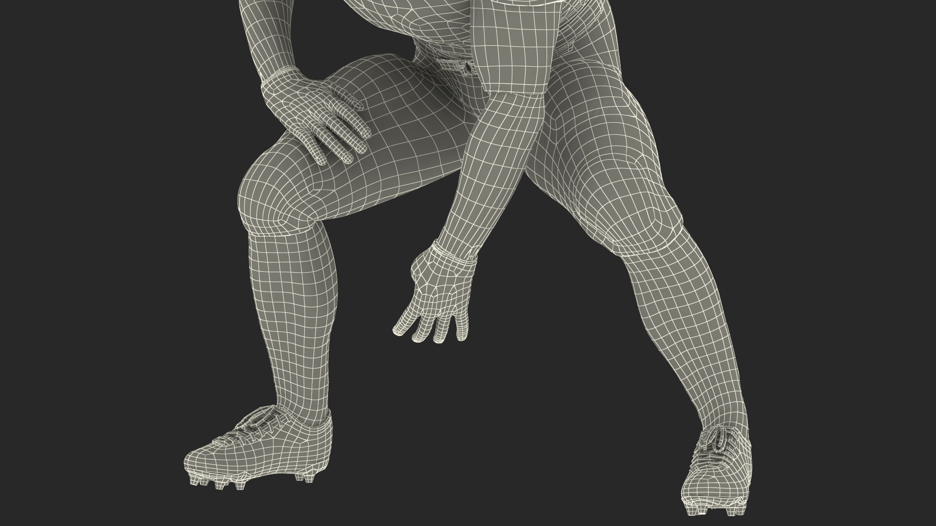 3D Denver Broncos American Football Player Crouching Fur model