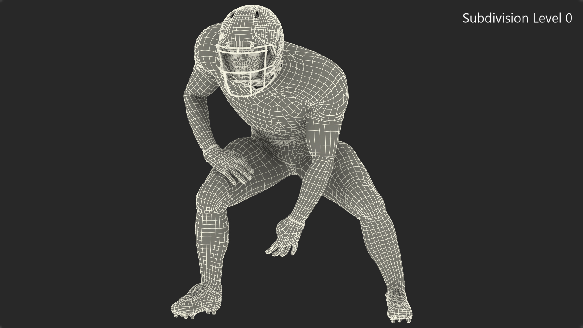 3D Denver Broncos American Football Player Crouching Fur model
