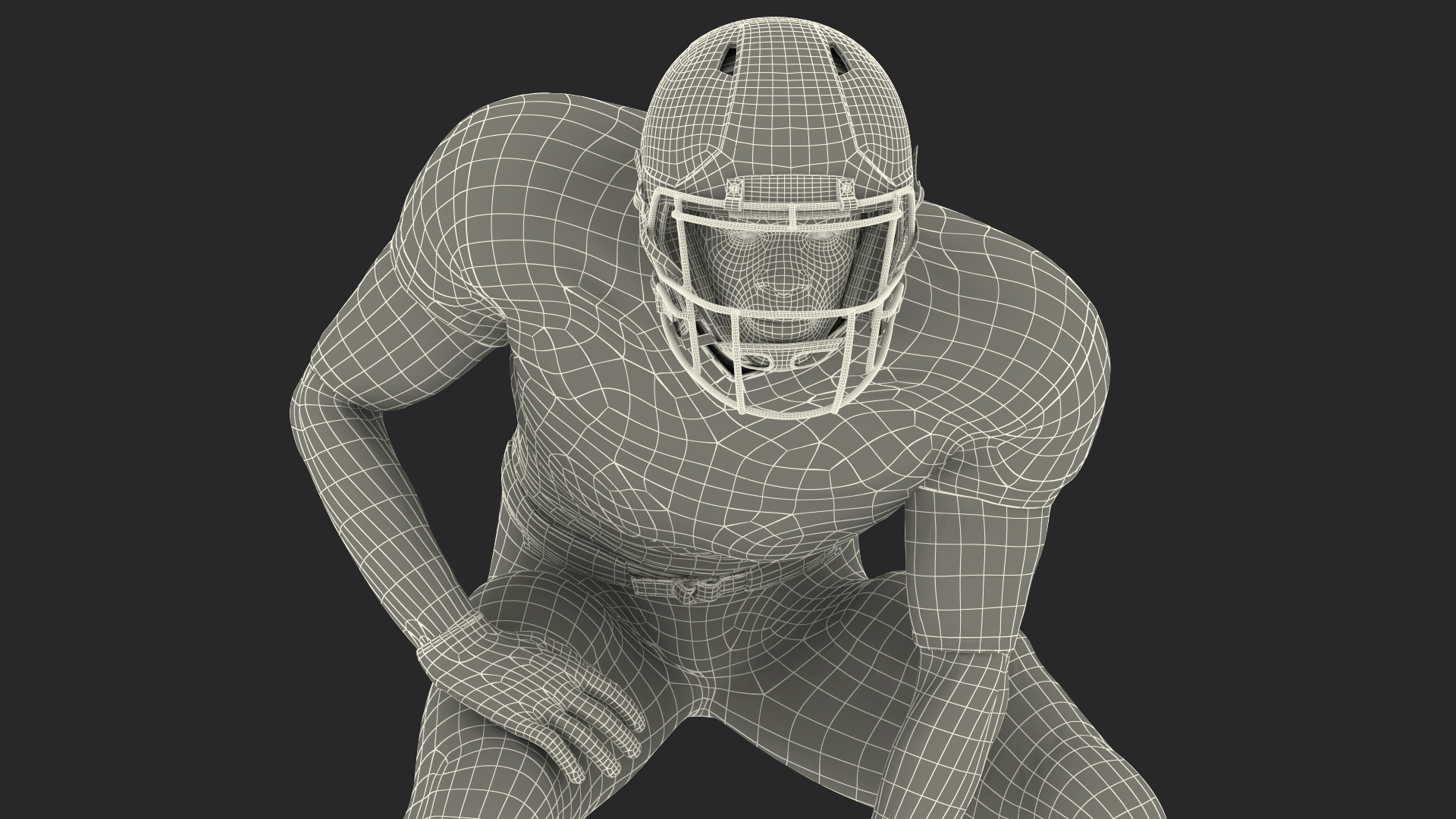 3D Denver Broncos American Football Player Crouching Fur model