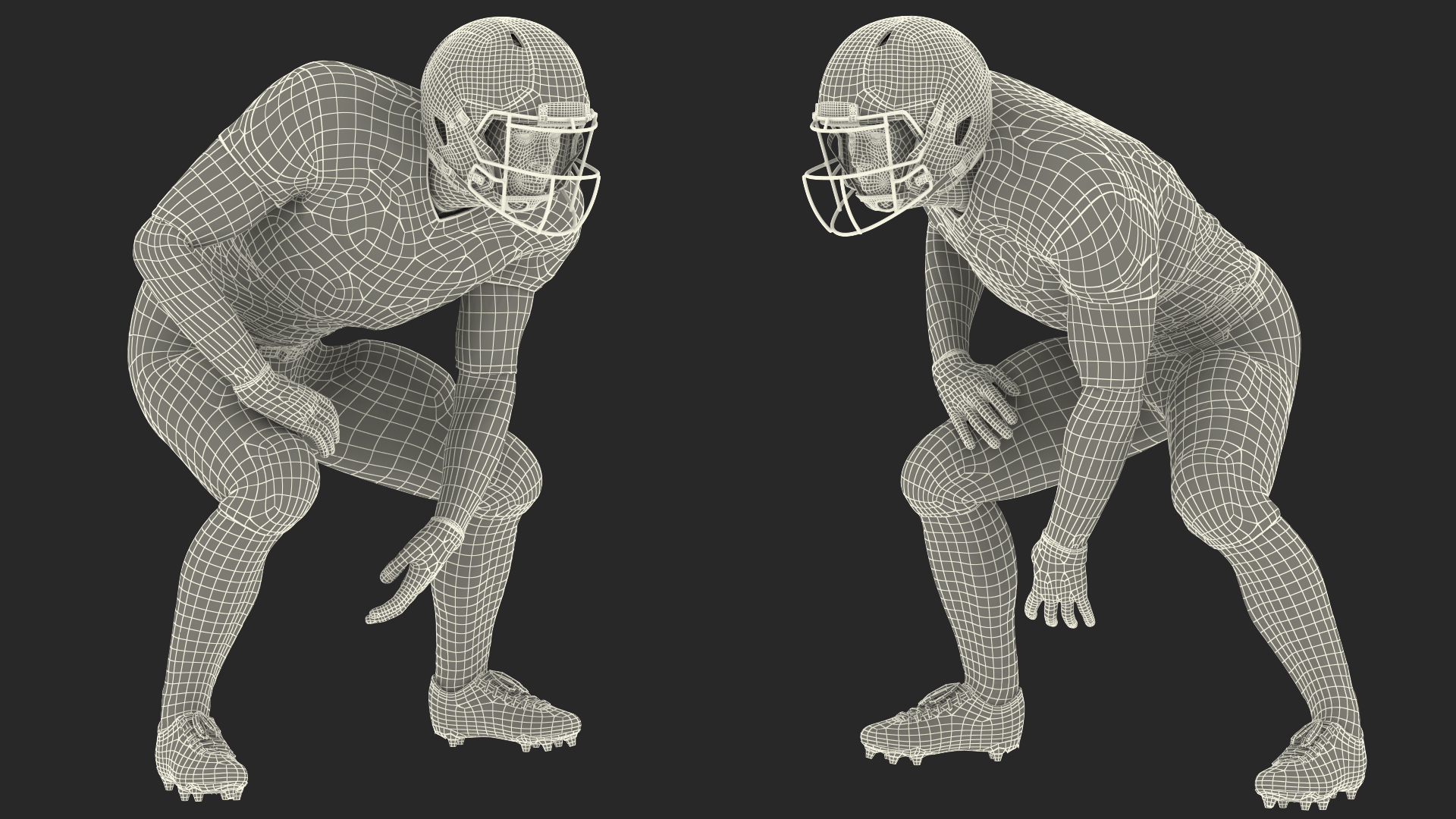 3D Denver Broncos American Football Player Crouching Fur model
