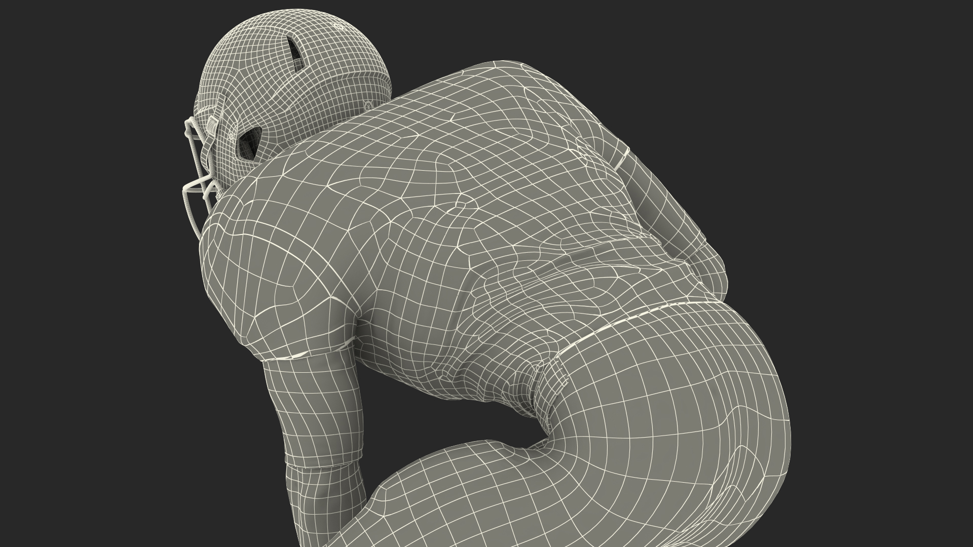 3D Denver Broncos American Football Player Crouching Fur model