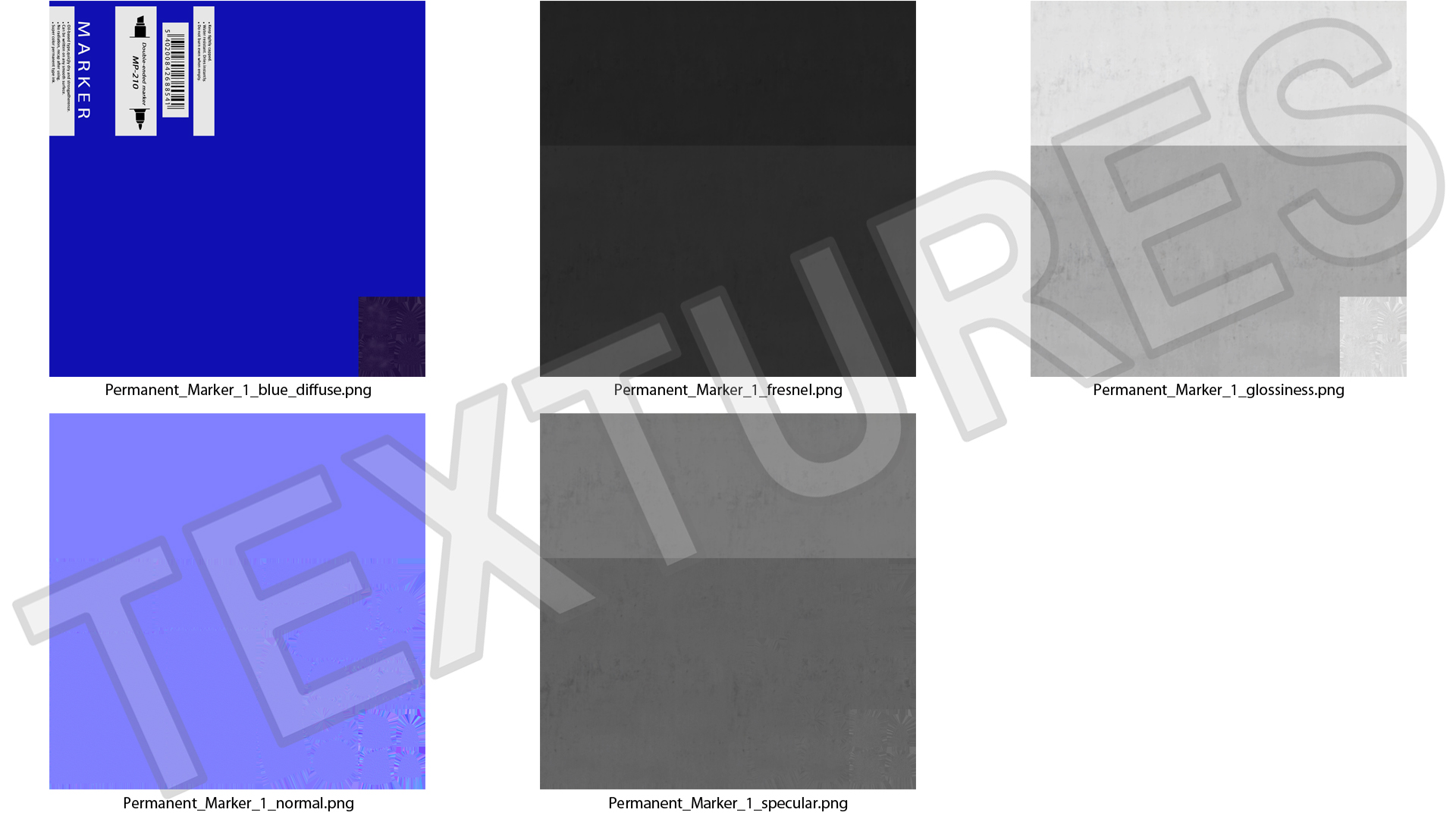 Double-Ended Marker Blue 3D model