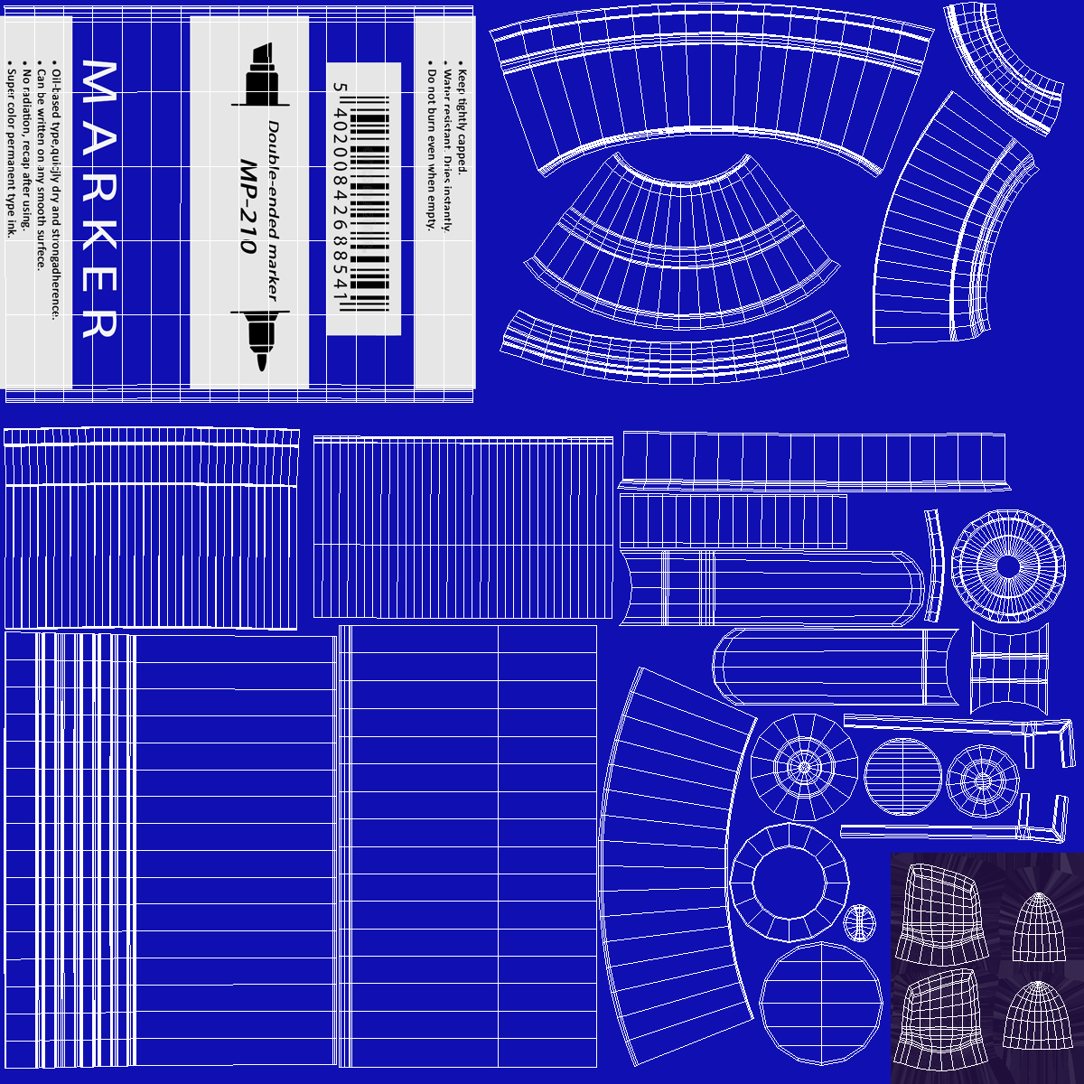 Double-Ended Marker Blue 3D model