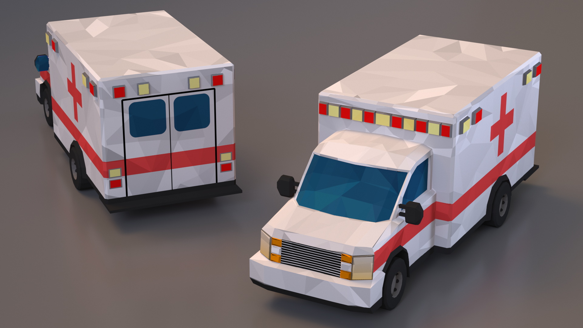 3D Low Poly Stylized Model Ambulance model