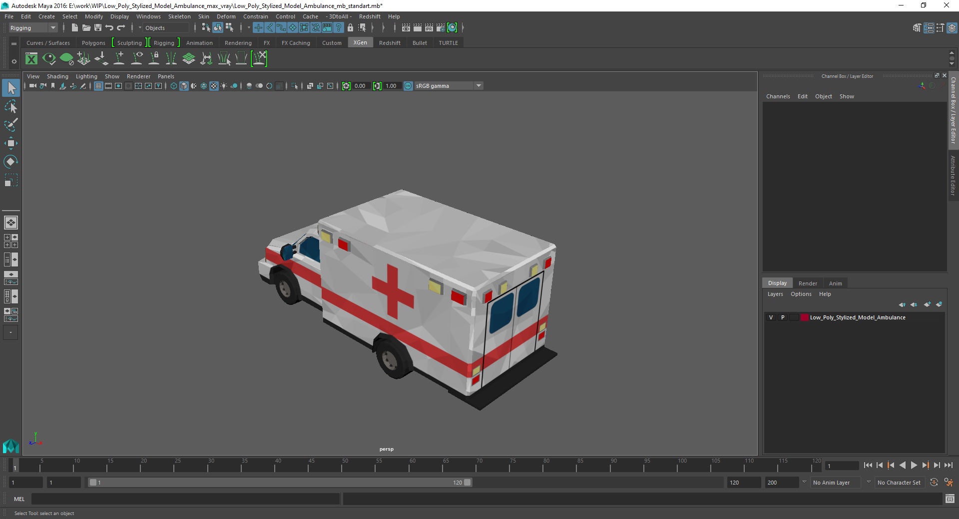 3D Low Poly Stylized Model Ambulance model